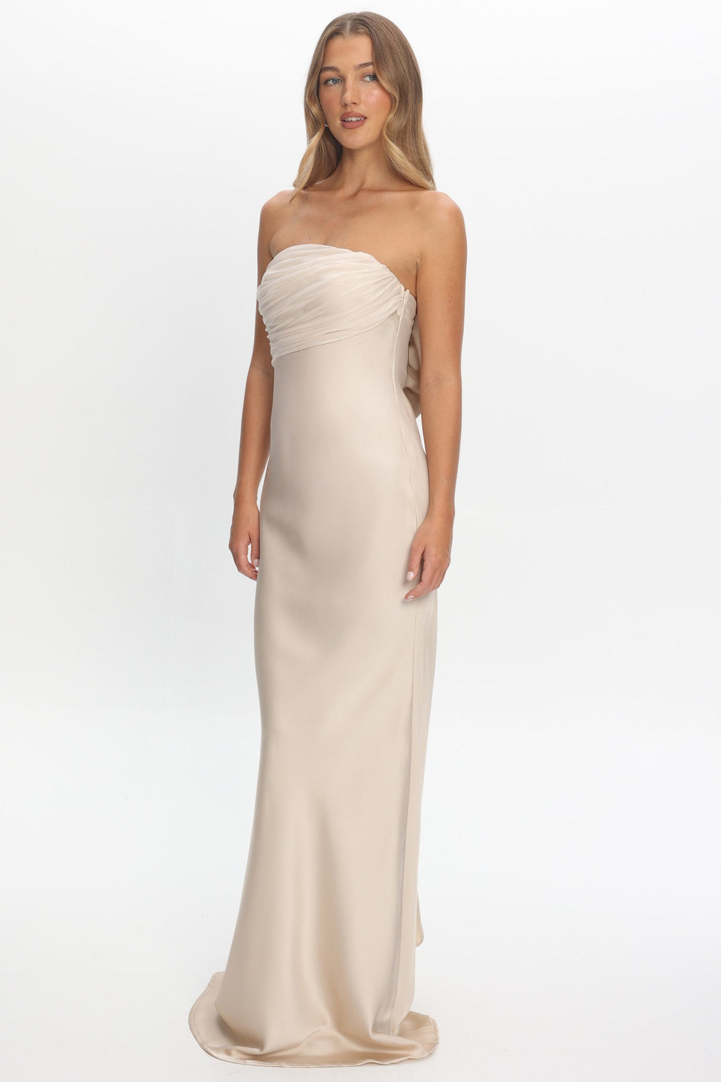 Iyeciz Strapless Maxi Dress Champagne