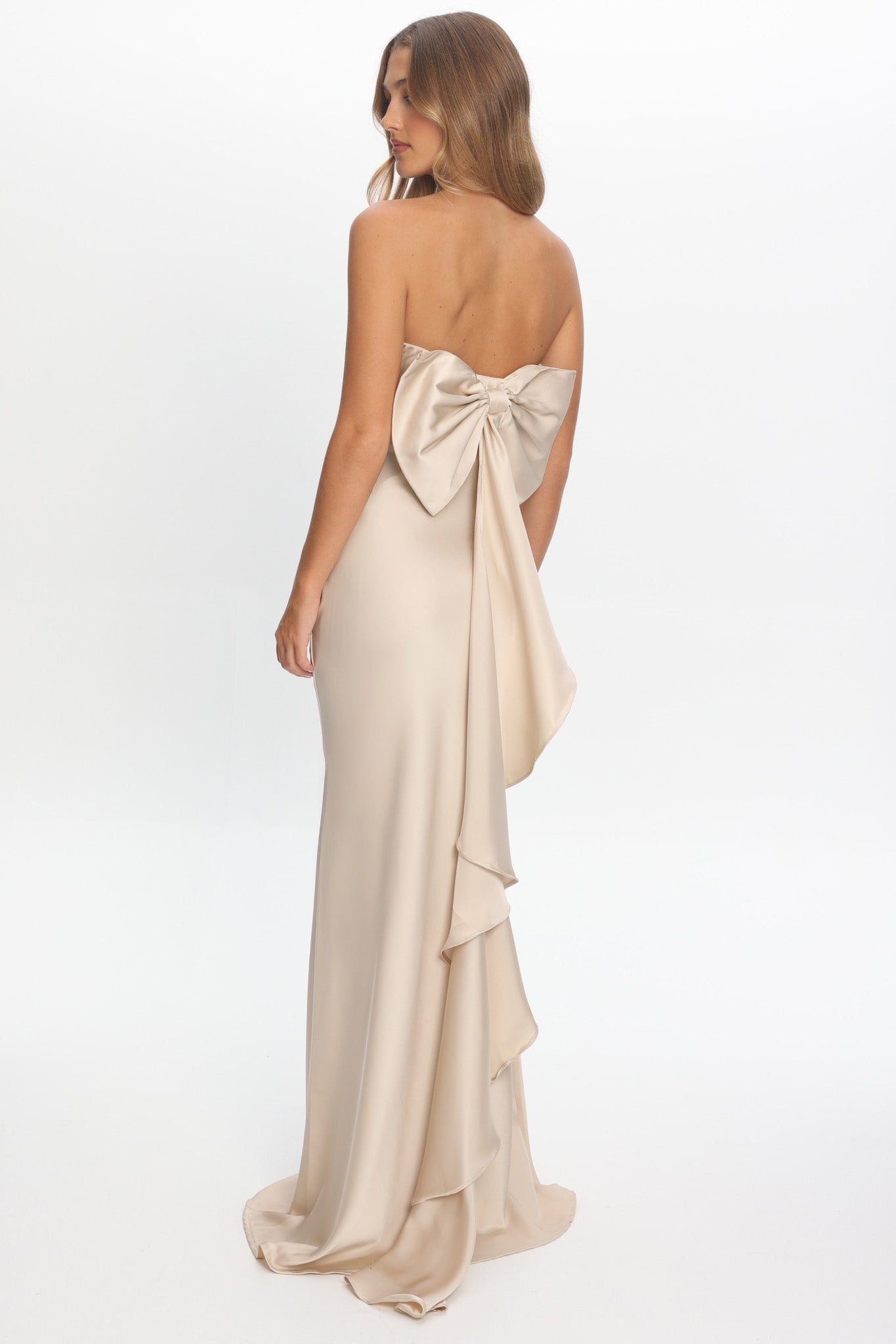 Iyeciz Strapless Maxi Dress Champagne