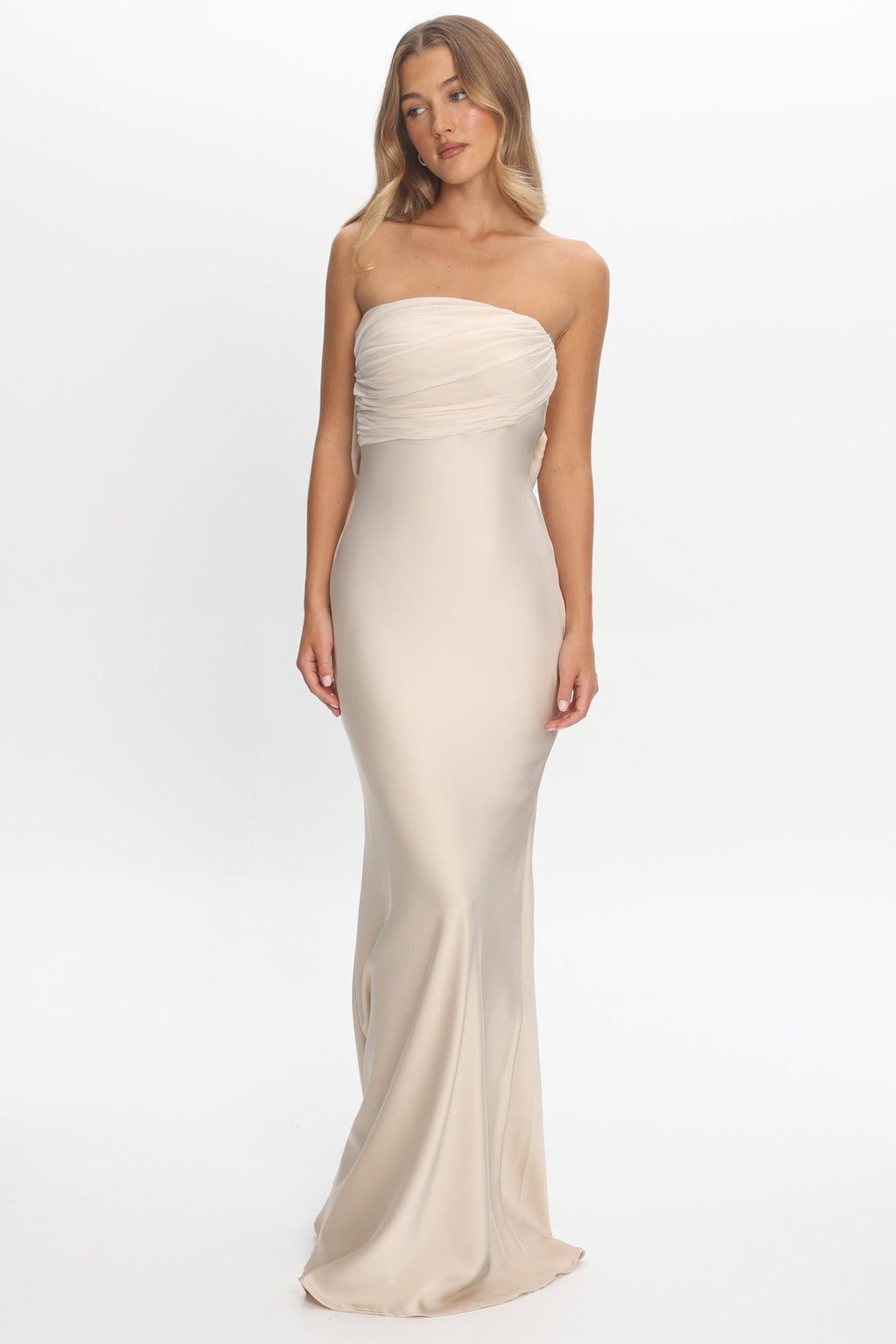 Iyeciz Strapless Maxi Dress Champagne