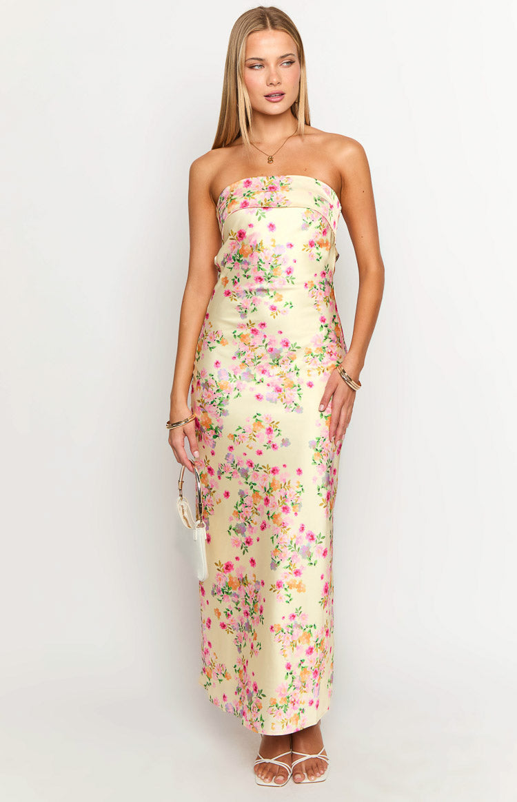 Maiah Yellow Bloom Prom Dress