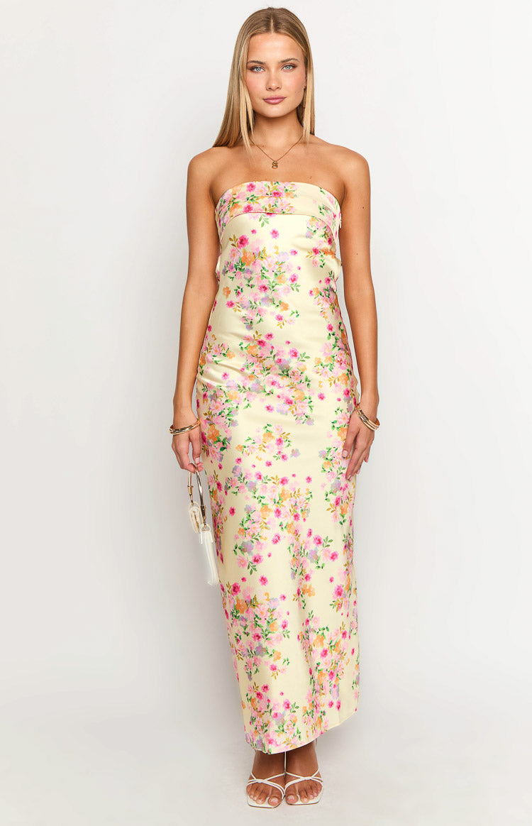 Maiah Yellow Bloom Prom Dress