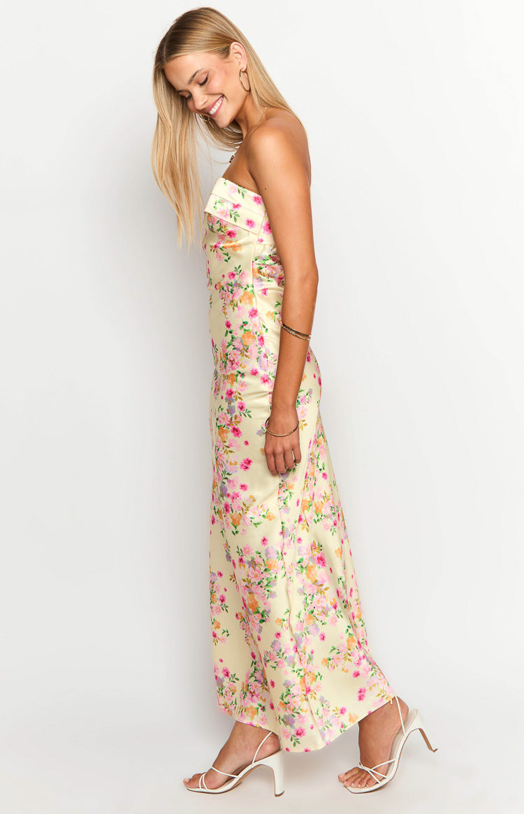 Maiah Yellow Bloom Prom Dress