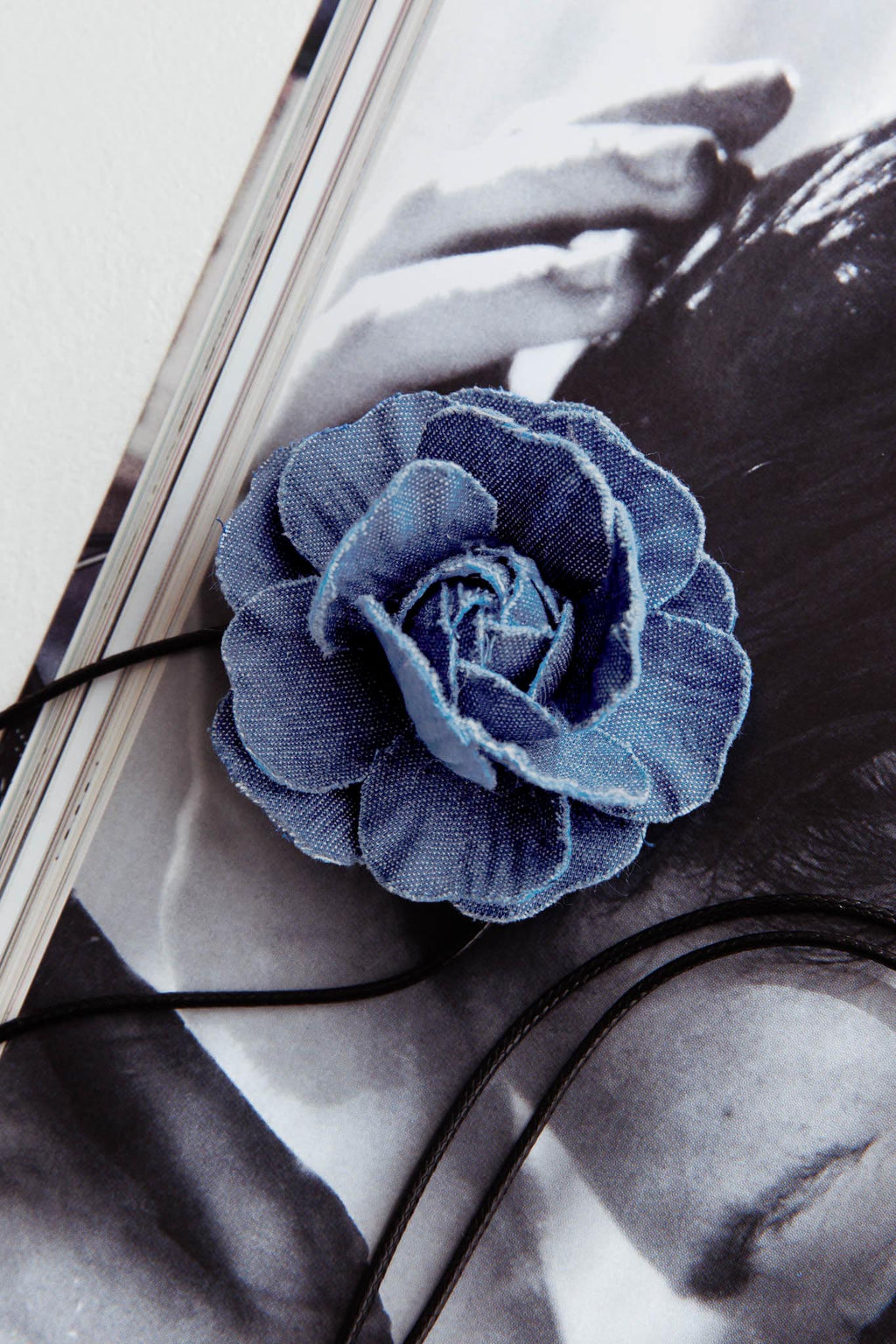 Averie Rosette Choker Necklace Denim