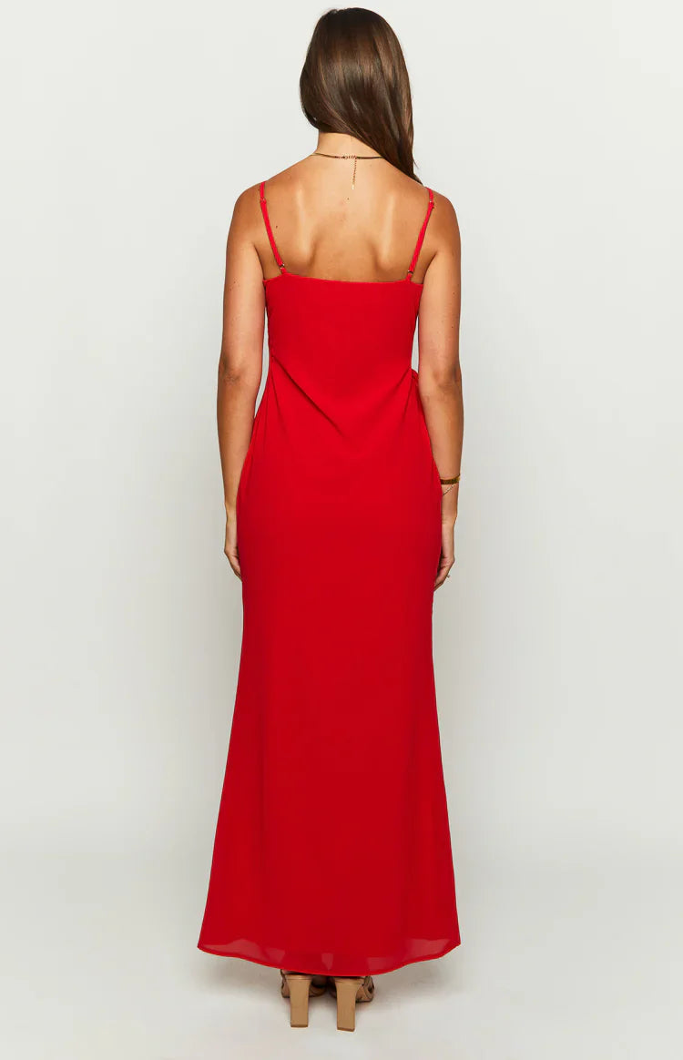 Nahanee Red Ruffle Maxi Dress
