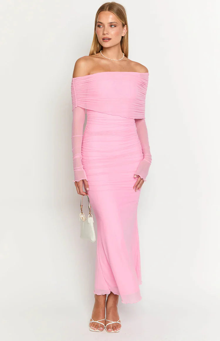 Opal Pink Long Sleeve Maxi Dress
