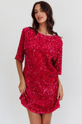 Miramar Backless Sequin Dress Fuchsia