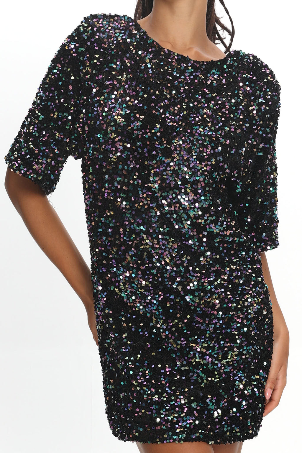 Miramar Backless Sequin Dress Black Multi