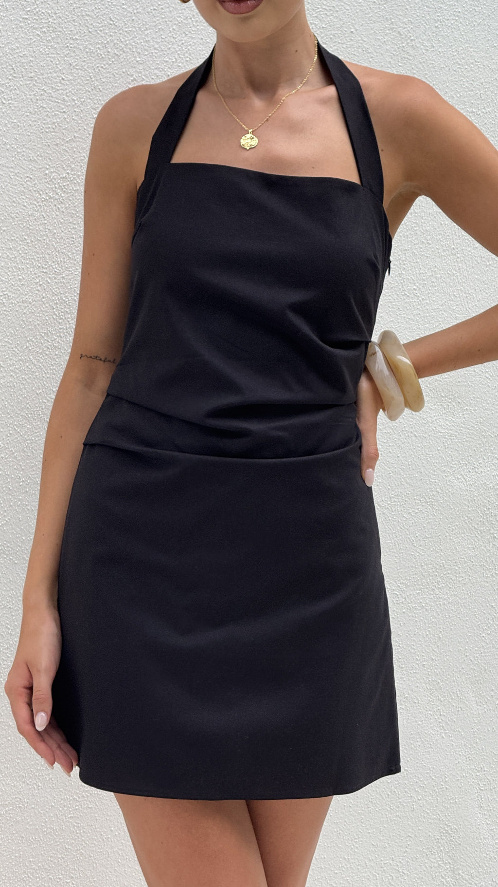 Kayden Mini Halter Dress - Black
