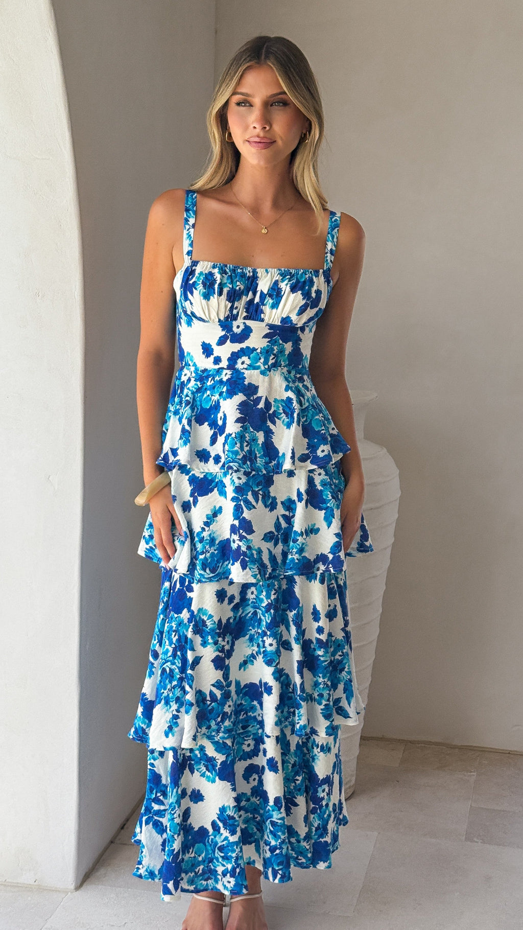Odilia Maxi Dress - Blue/White Floral