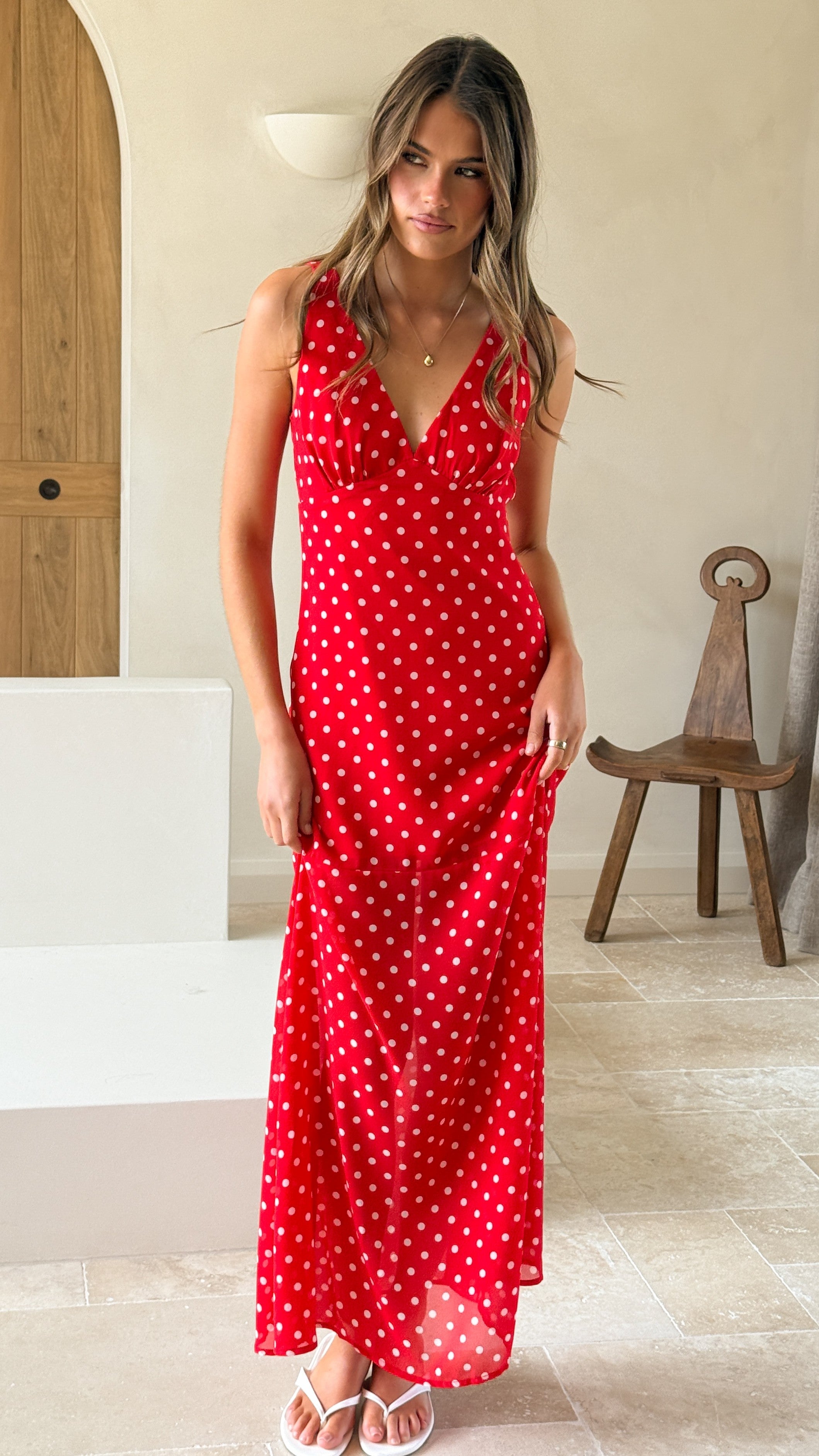 Oriella Maxi Dress - Red Polka
