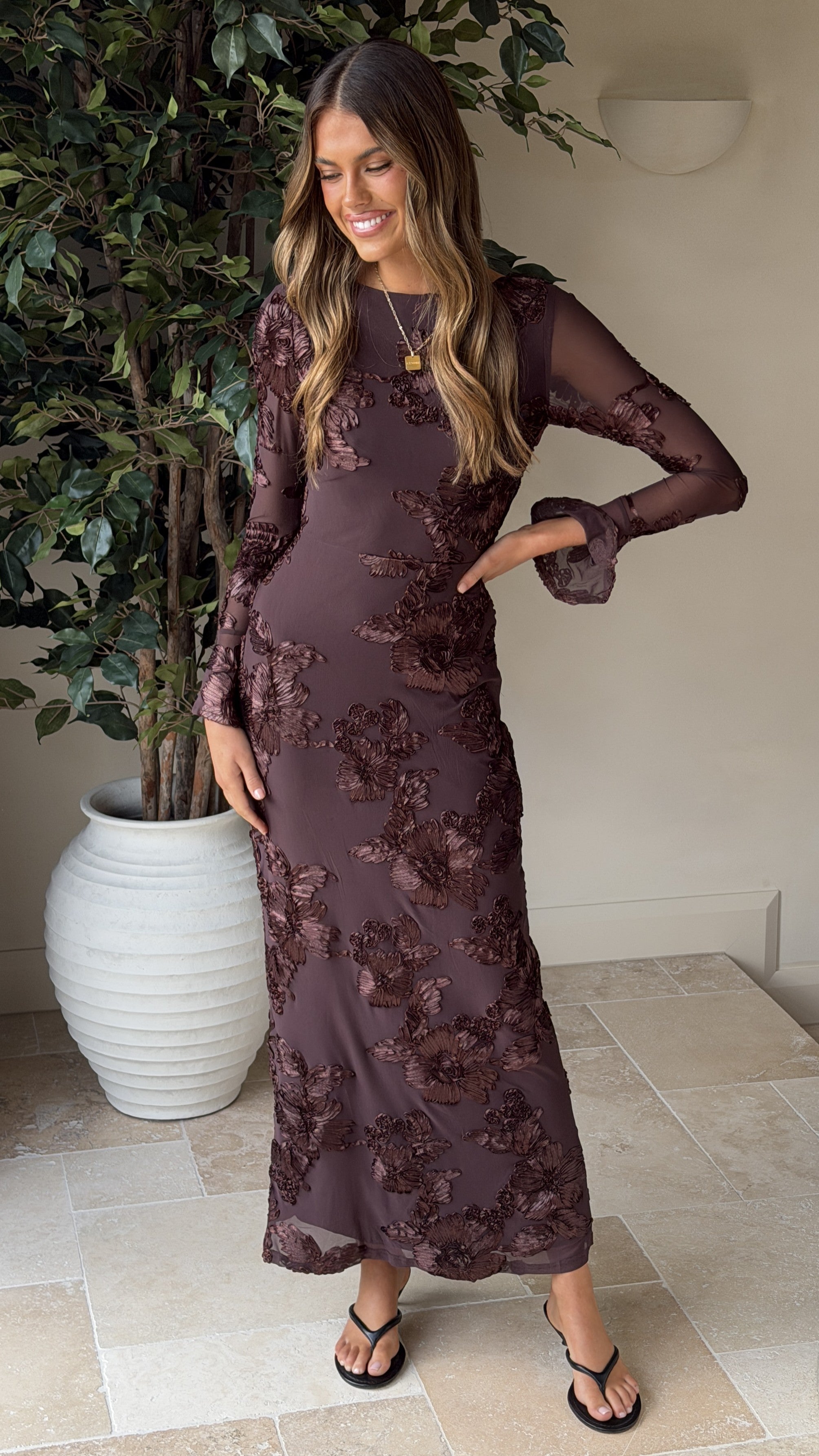 Lottie Maxi Dress - Chocolate