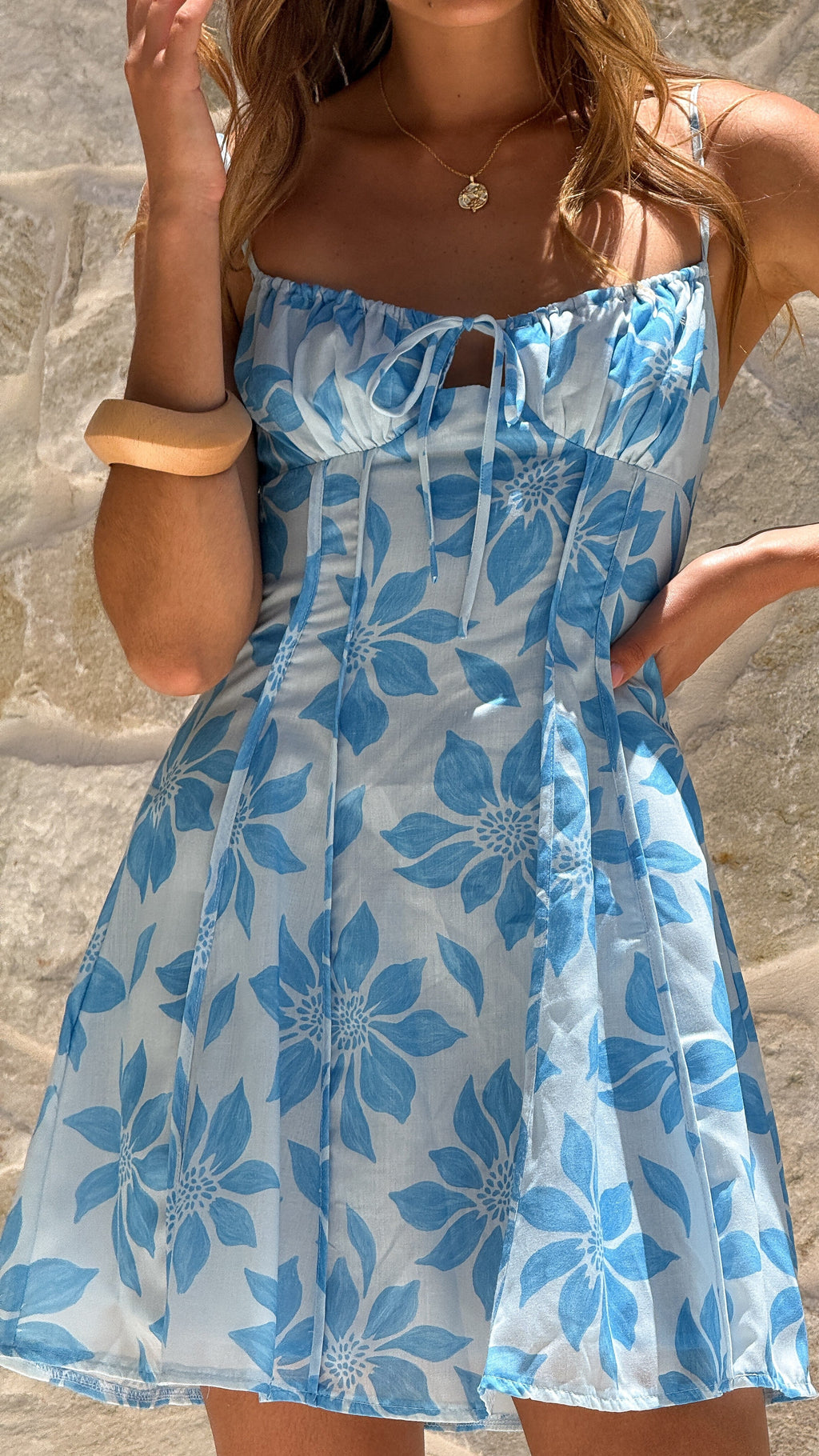 Bree Mini Dress - Blue Floral