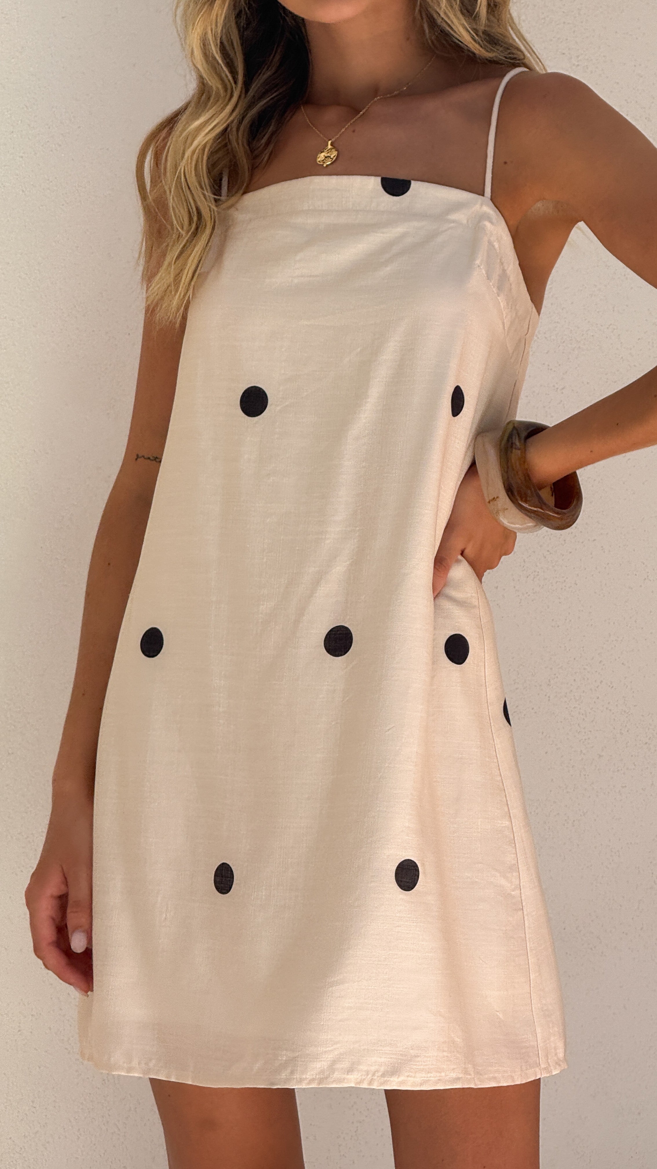 Nalu Mini Dress - Cream Polka
