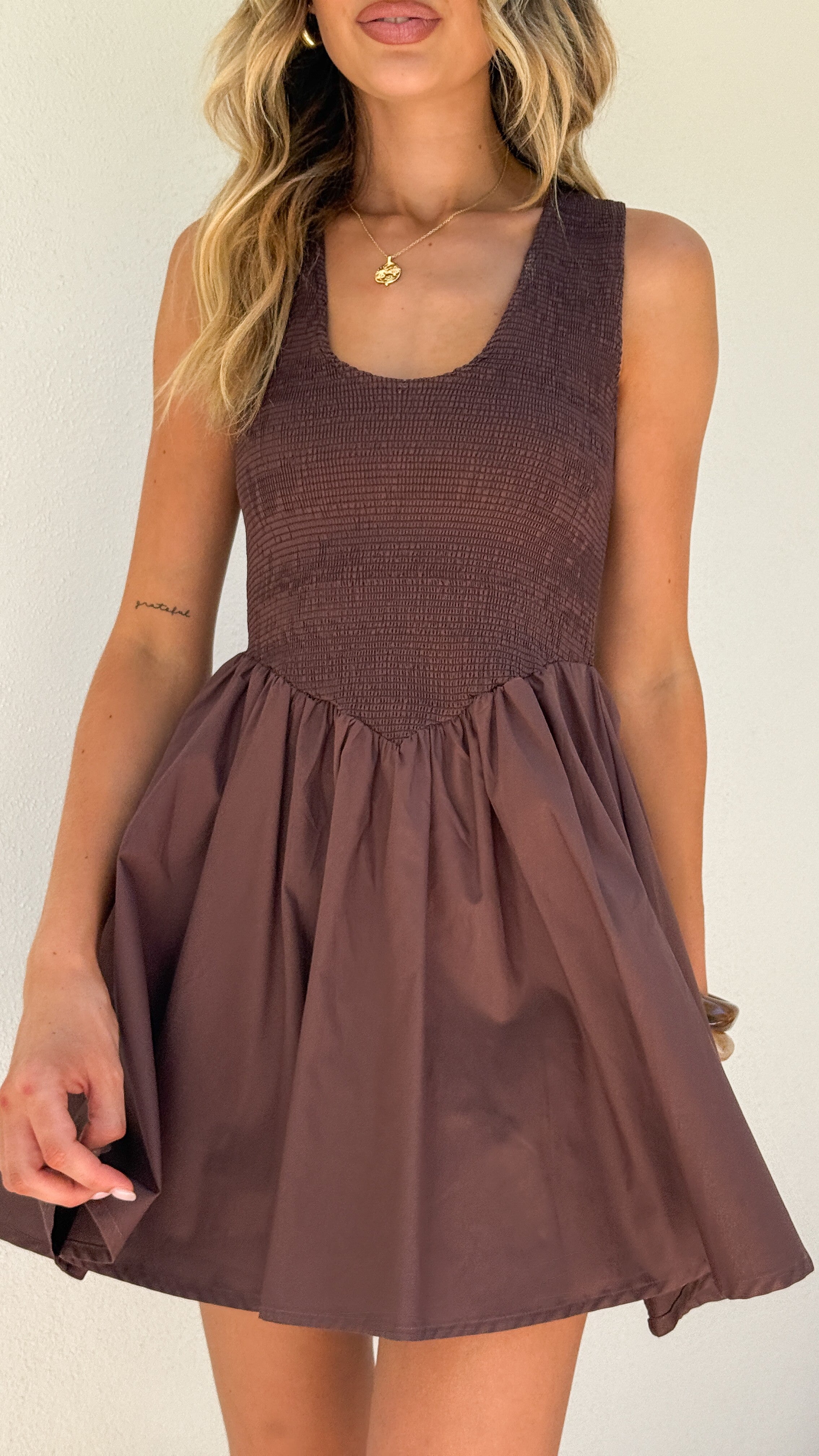 Amira Mini Dress - Chocolate