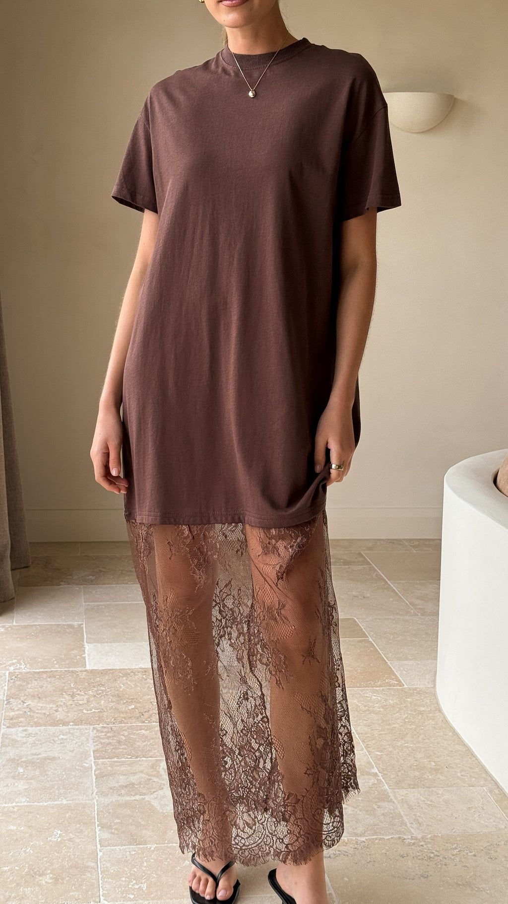 Adora T-Shirt Maxi Dress - Chocolate