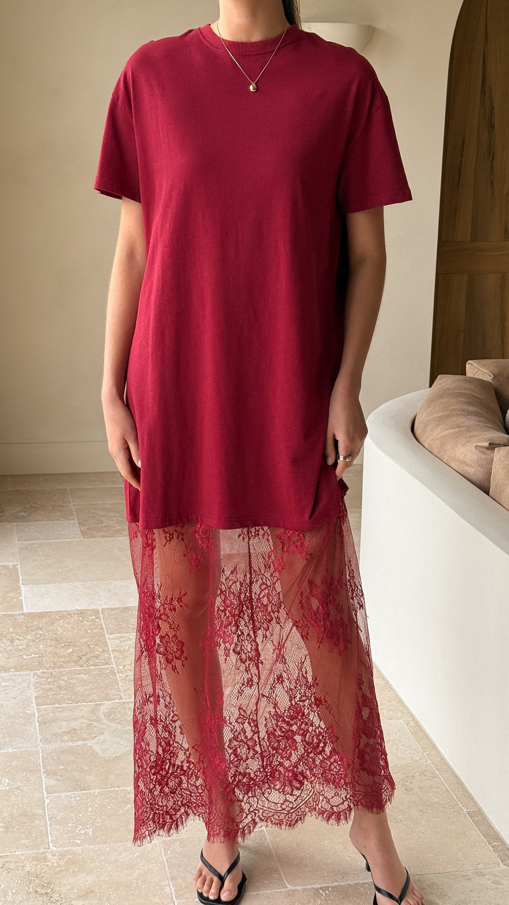 Adora T-Shirt Maxi Dress - Wine