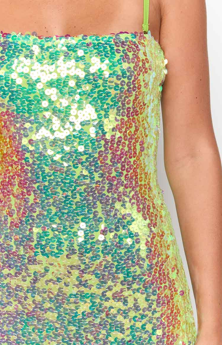Radiant Green Sparkle Mini Dress