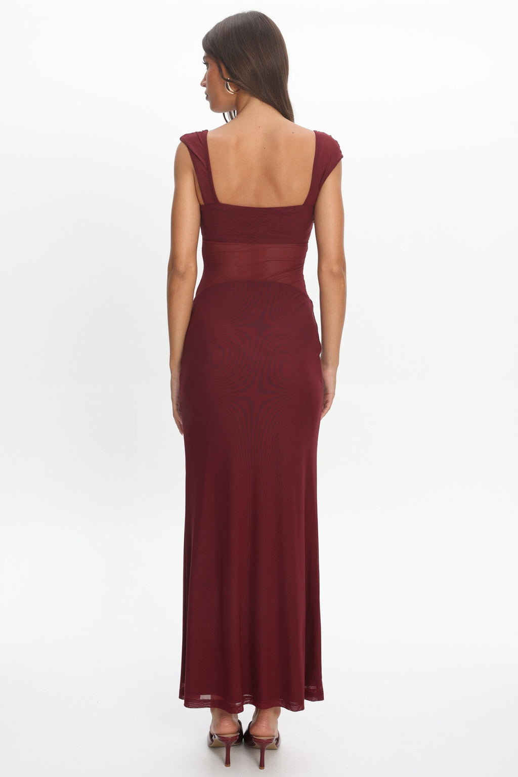 Renella Mesh Waist Maxi Dress Wine