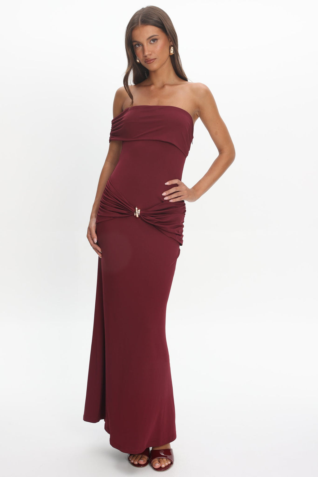 June Bloom One Sleeve Maxi Dress Plum