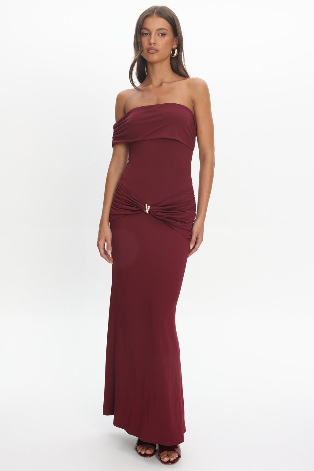 June Bloom One Sleeve Maxi Dress Plum