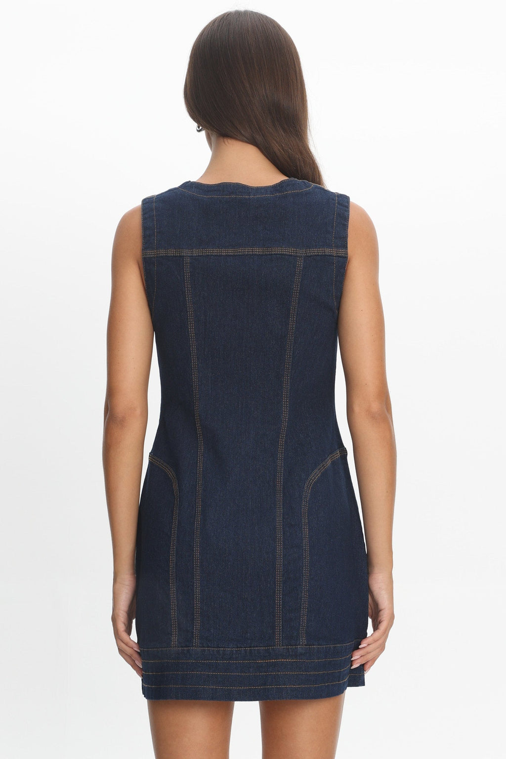 She's From Texas Zipper Front Mini Dress Indigo