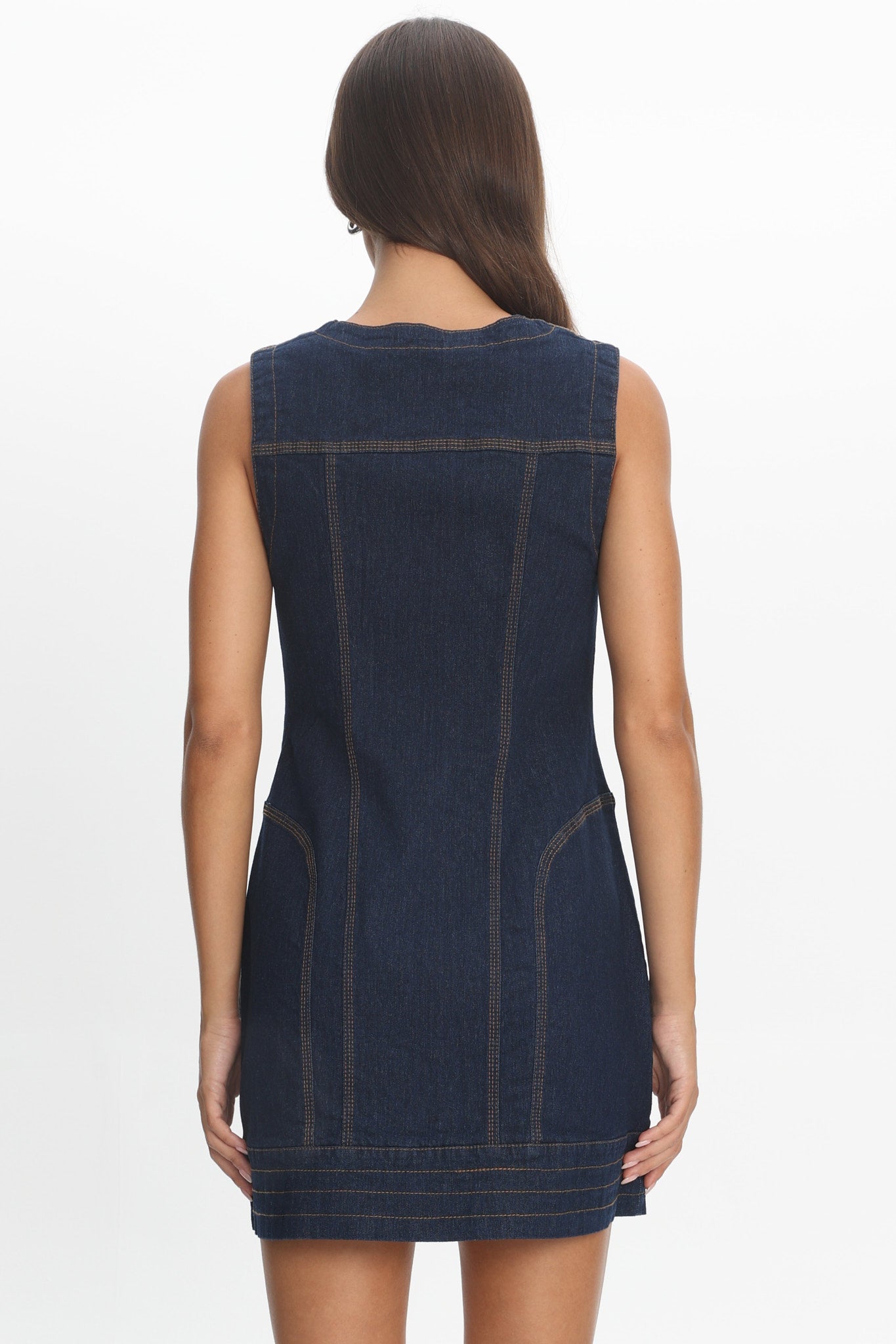 She's From Texas Zipper Front Mini Dress Indigo
