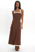 Belira Wrap Front Midi Dress Chocolate