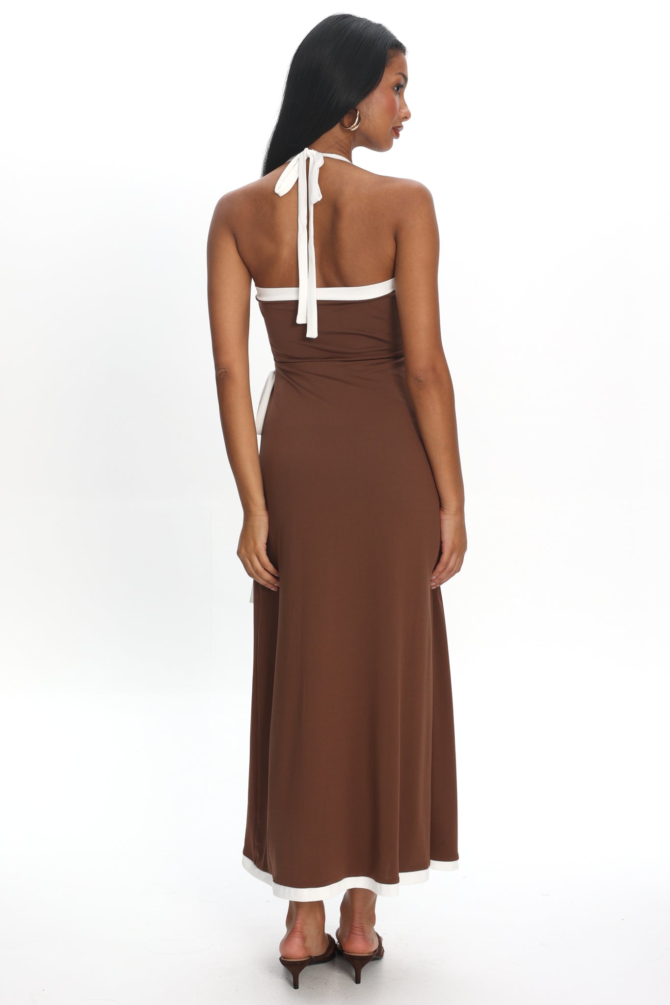 Belira Wrap Front Midi Dress Chocolate