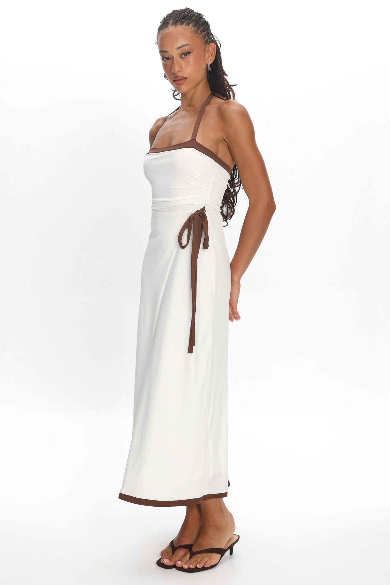 Belira Wrap Front Midi Dress Ivory