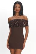 Zimi Off-Shoulder Mini Dress Brown
