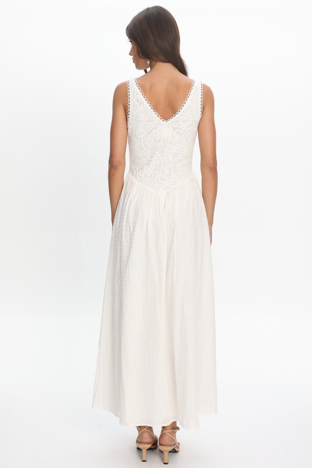Siena Lace Bodice Maxi Dress White