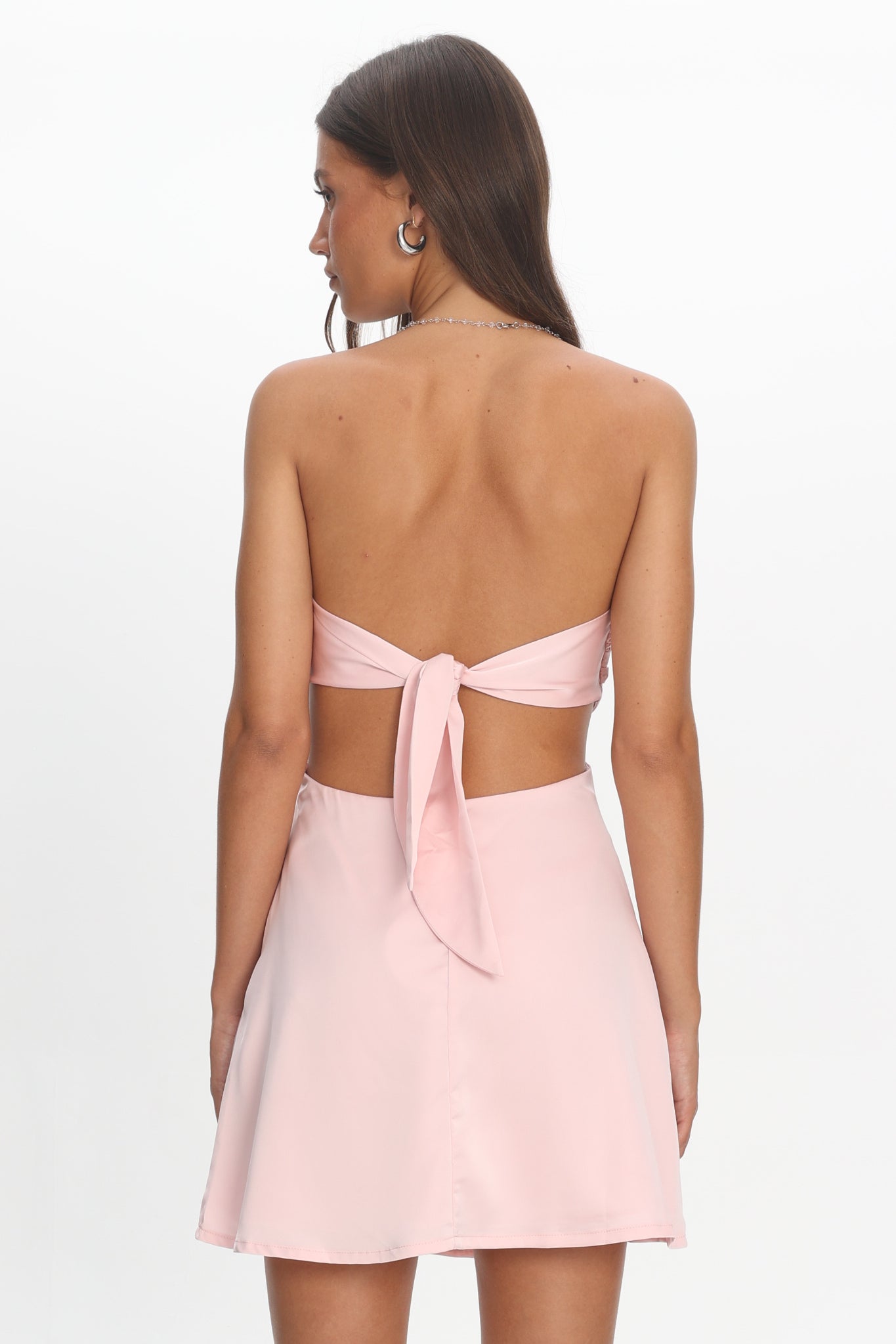 Keke Bead Strap Cut-Out Mini Dress Blush