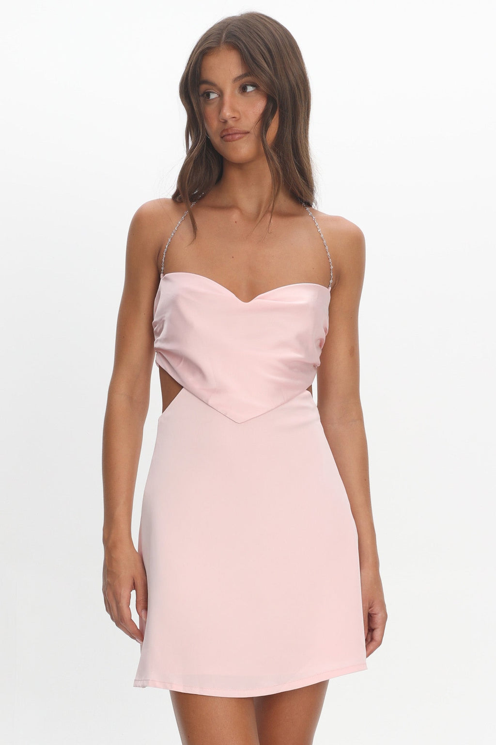 Keke Bead Strap Cut-Out Mini Dress Blush