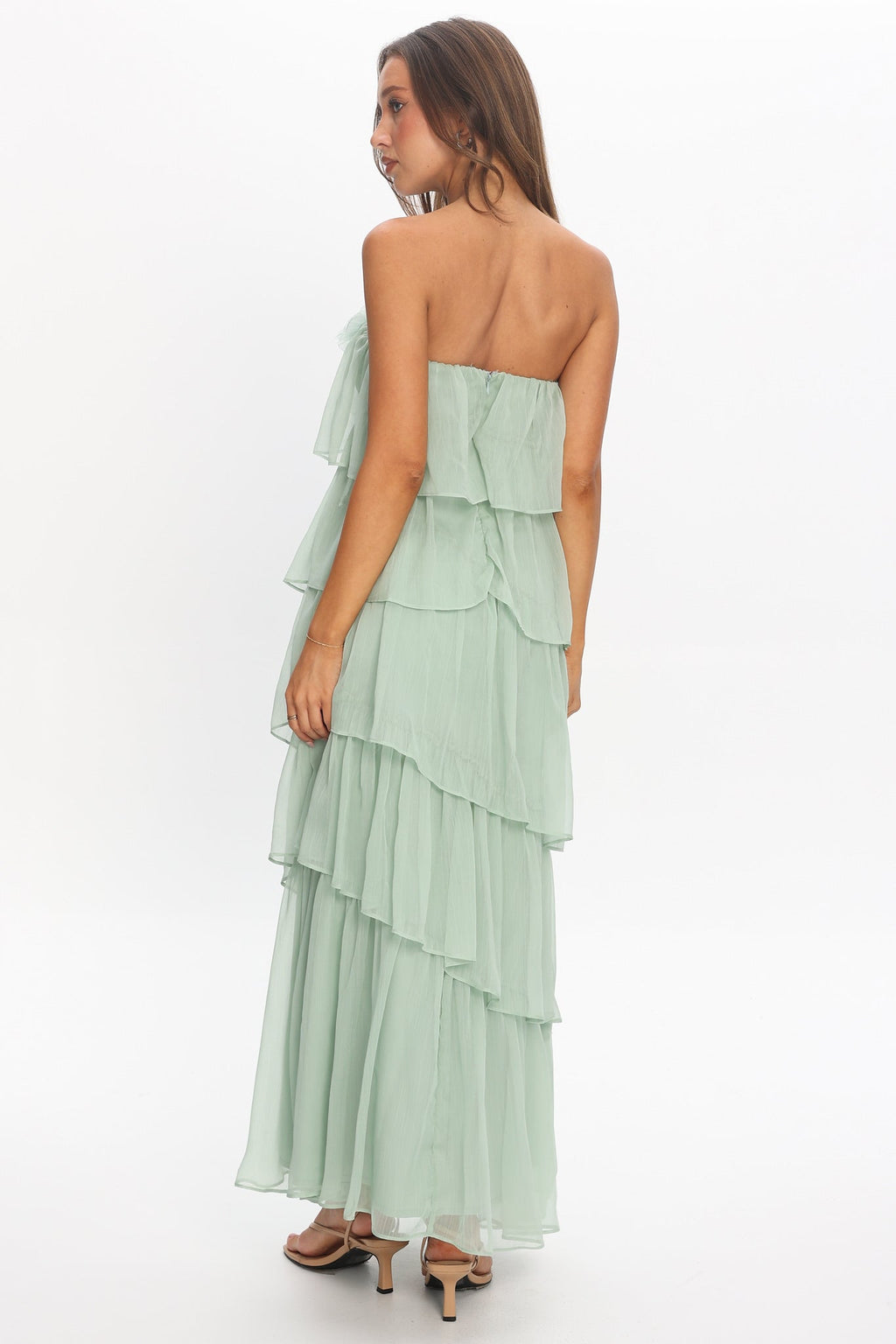 It's Time Tiered Ruffle Maxi Dress Sage