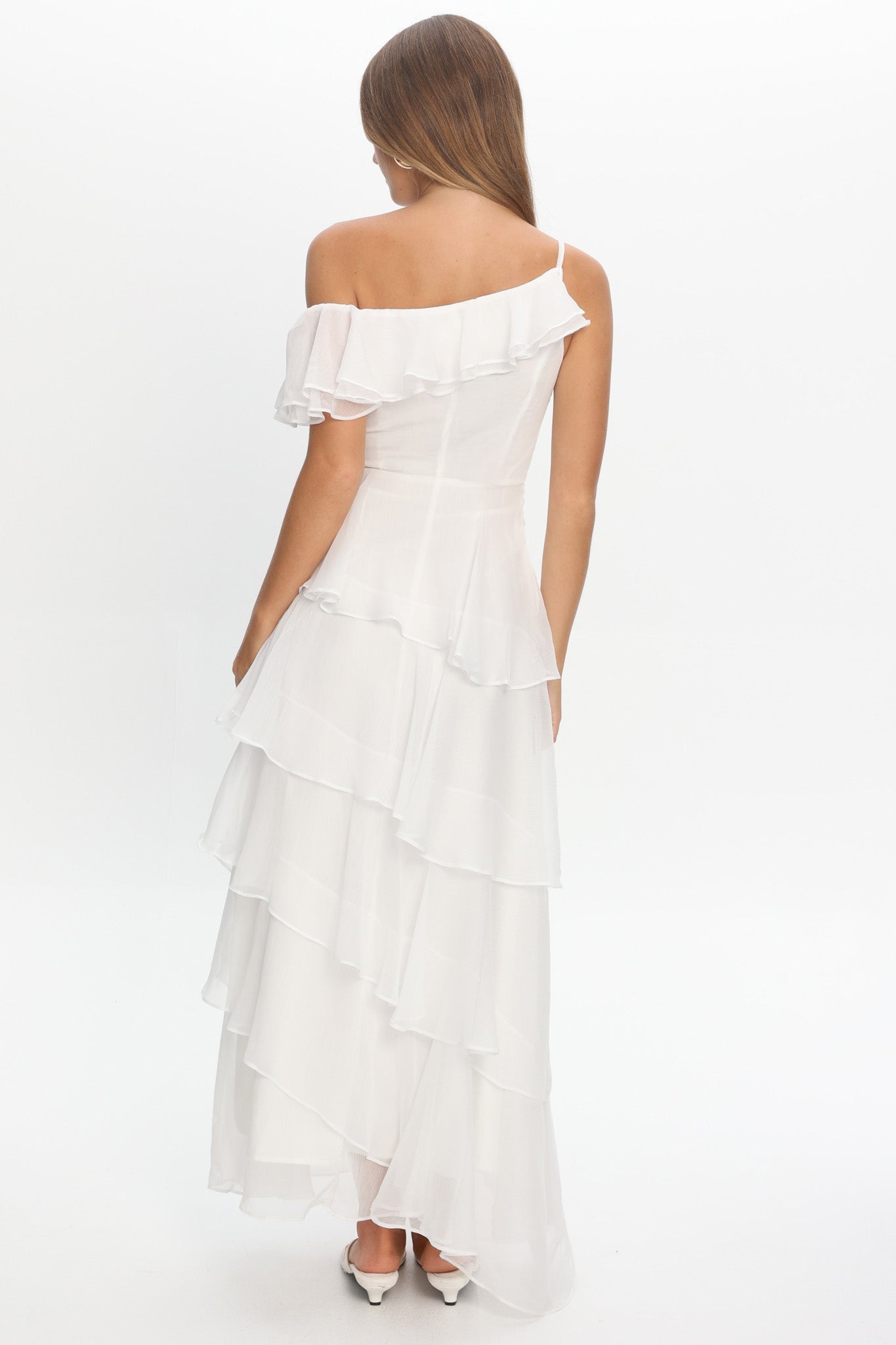 Elizaveta One-Shoulder Tiered Maxi Dress Ivory