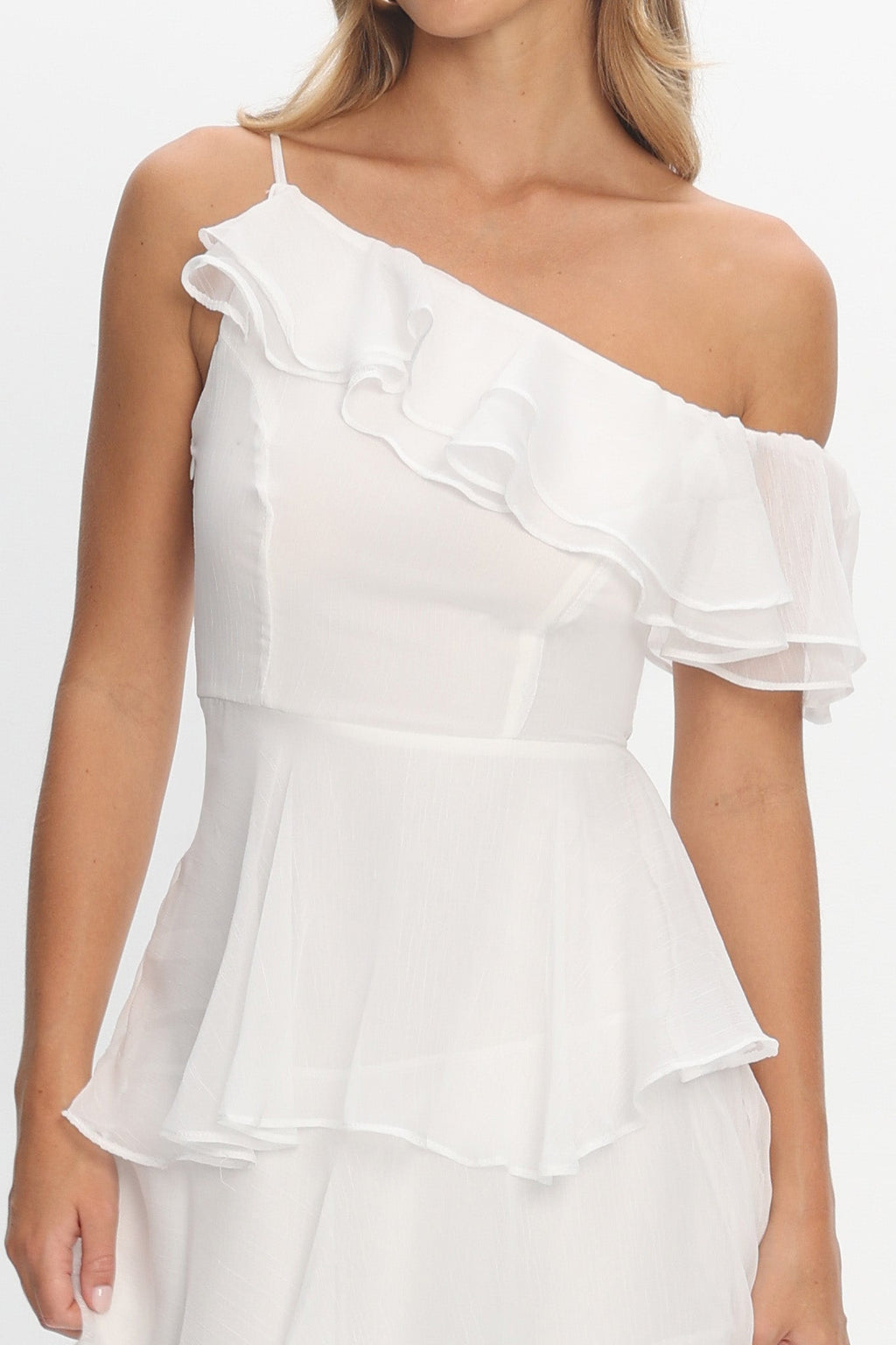 Elizaveta One-Shoulder Tiered Maxi Dress Ivory