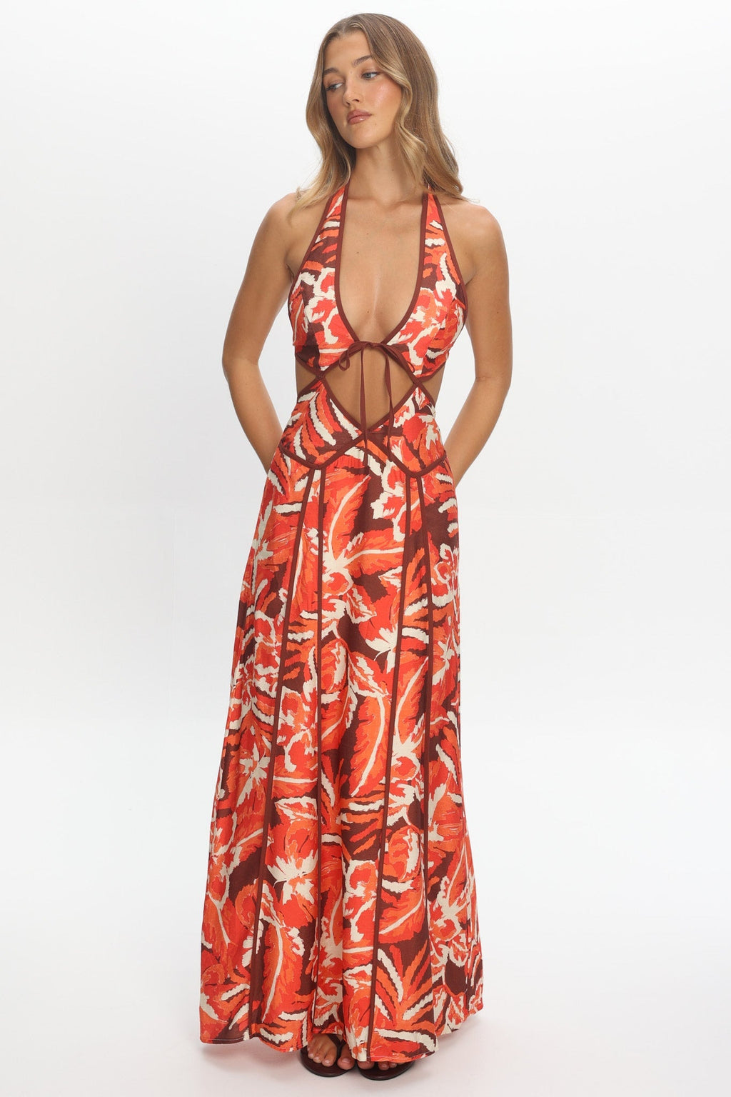 Revelations Cut-Out Maxi Dress Print Berry