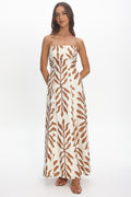 Mariana Strappy Back Maxi Dress Print Cream