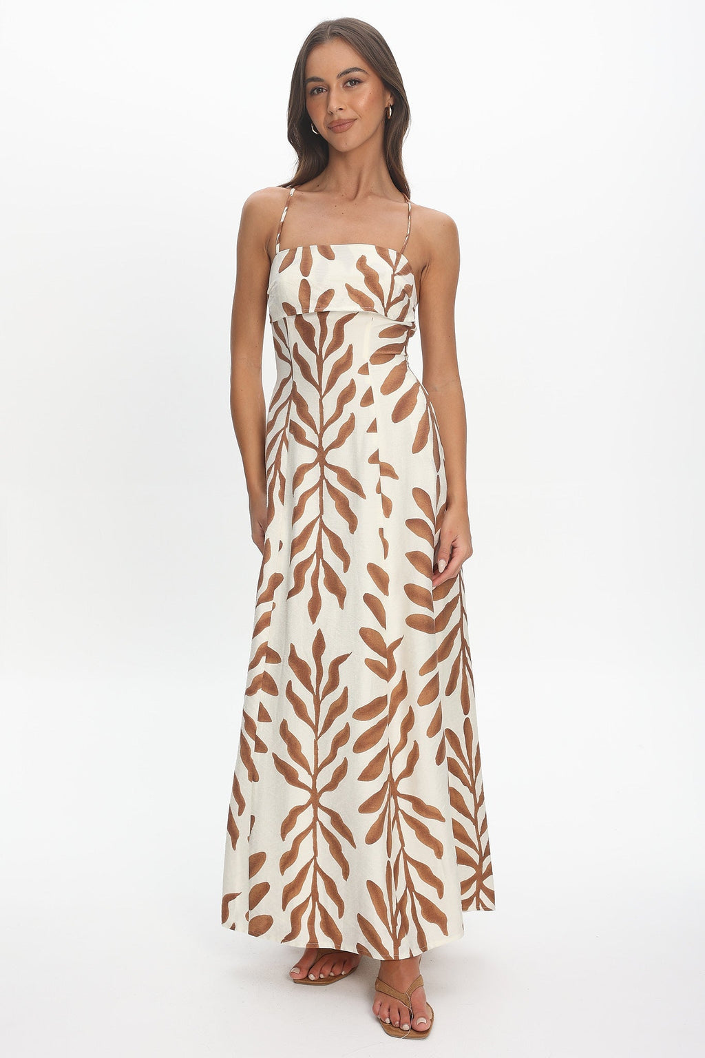 Mariana Strappy Back Maxi Dress Print Cream