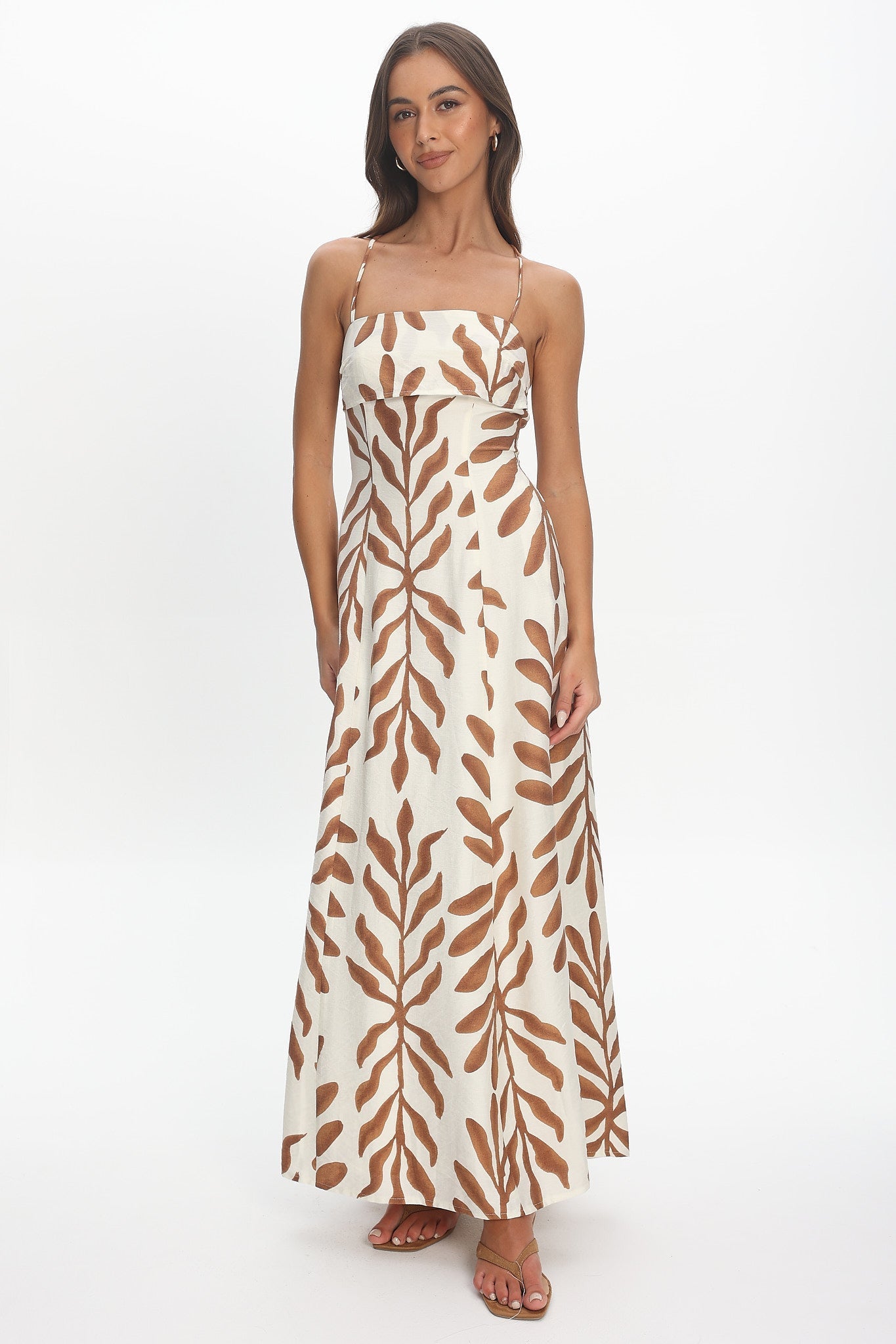 Mariana Strappy Back Maxi Dress Print Cream