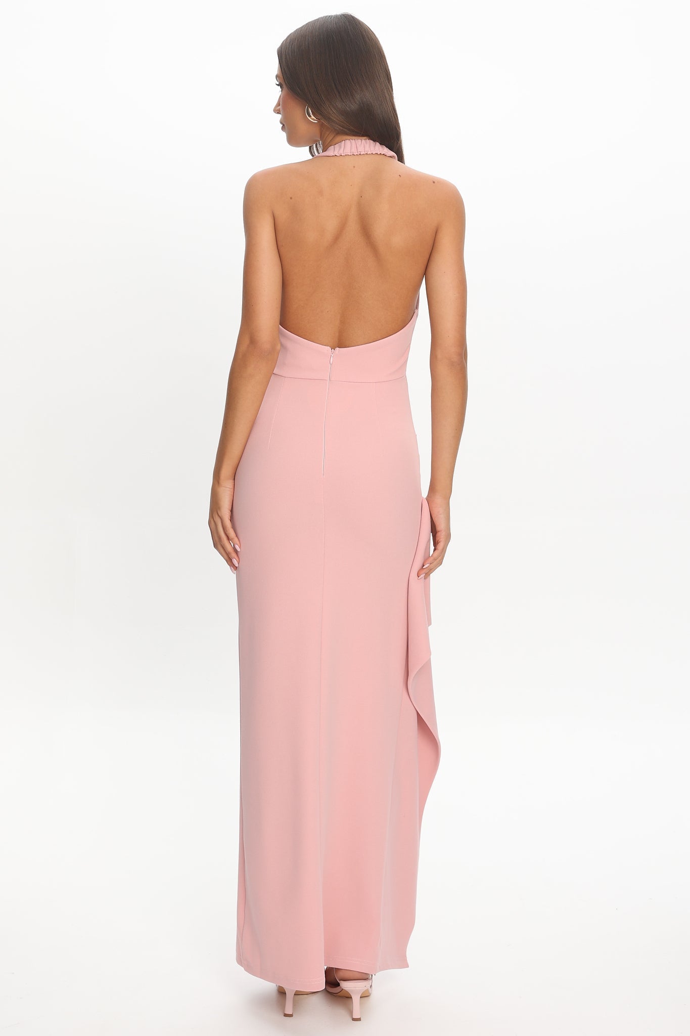 For The Lovers Side Split Halter Maxi Dress Blush