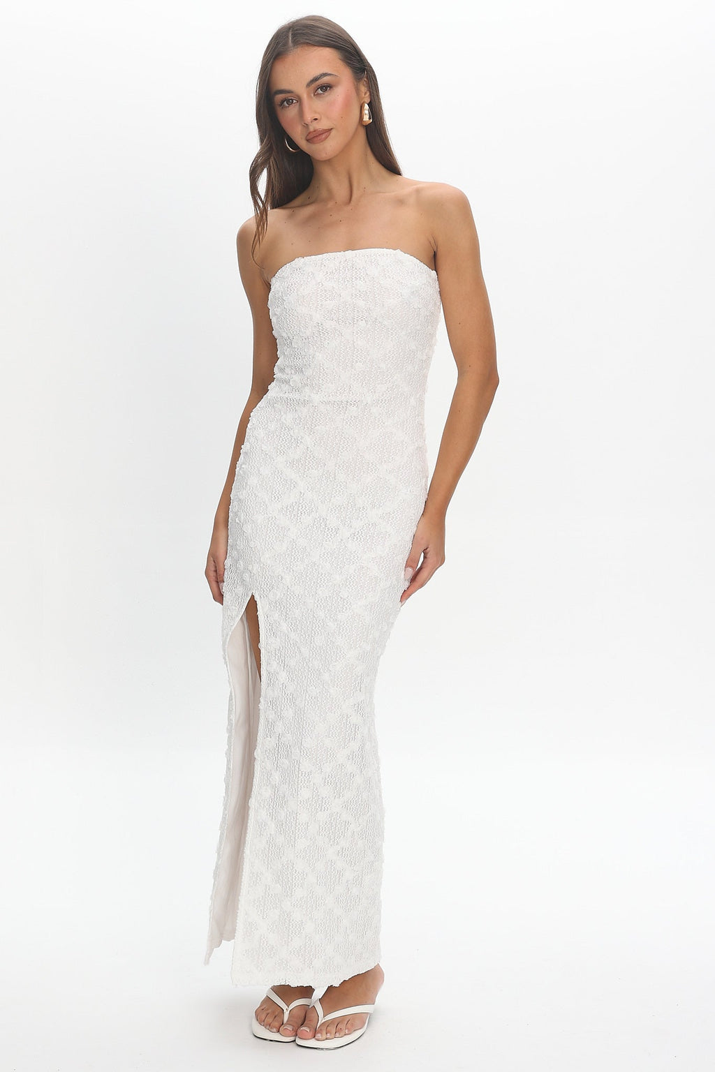 Sancia Front Split Maxi Dress White