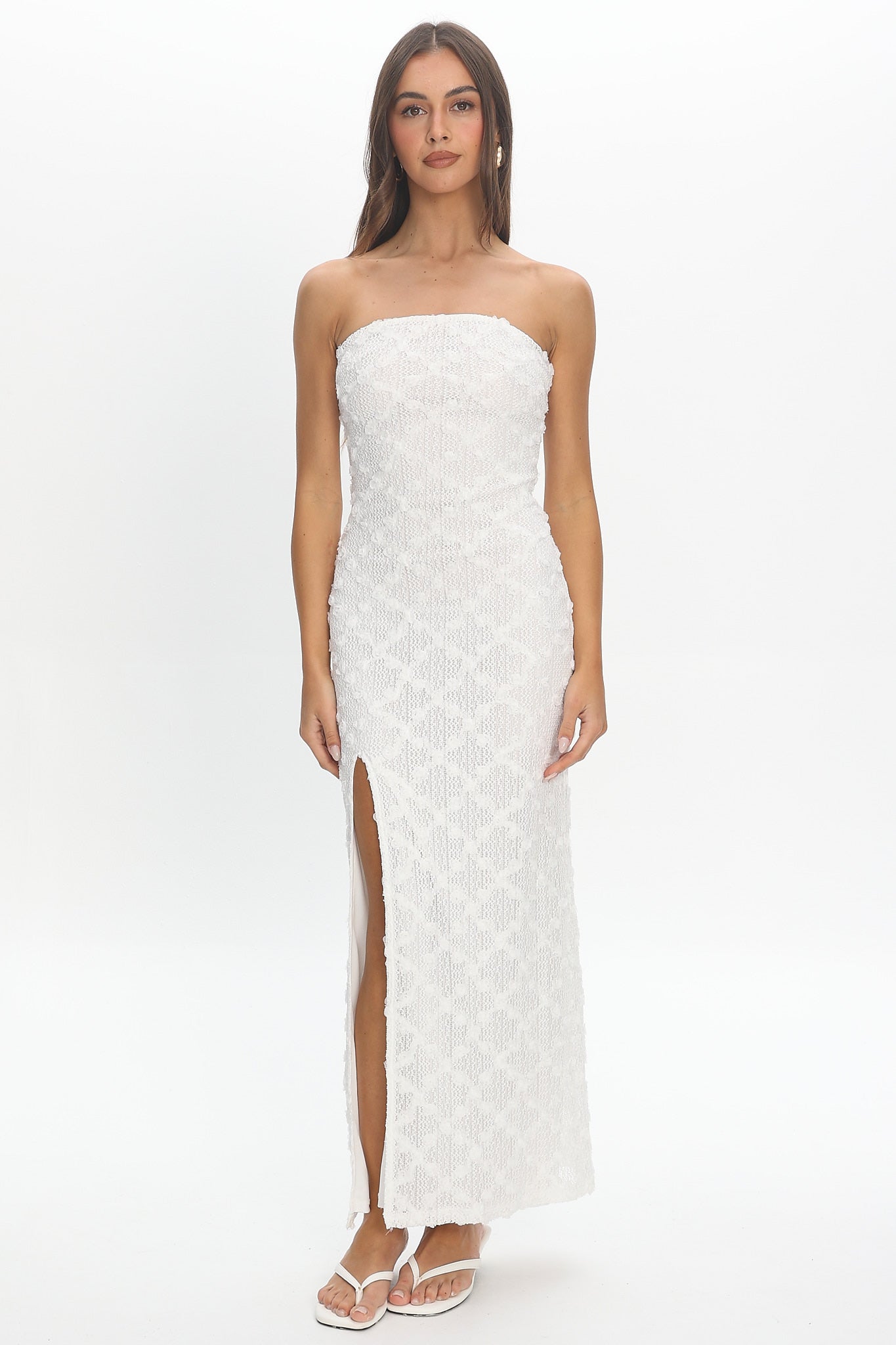 Sancia Front Split Maxi Dress White
