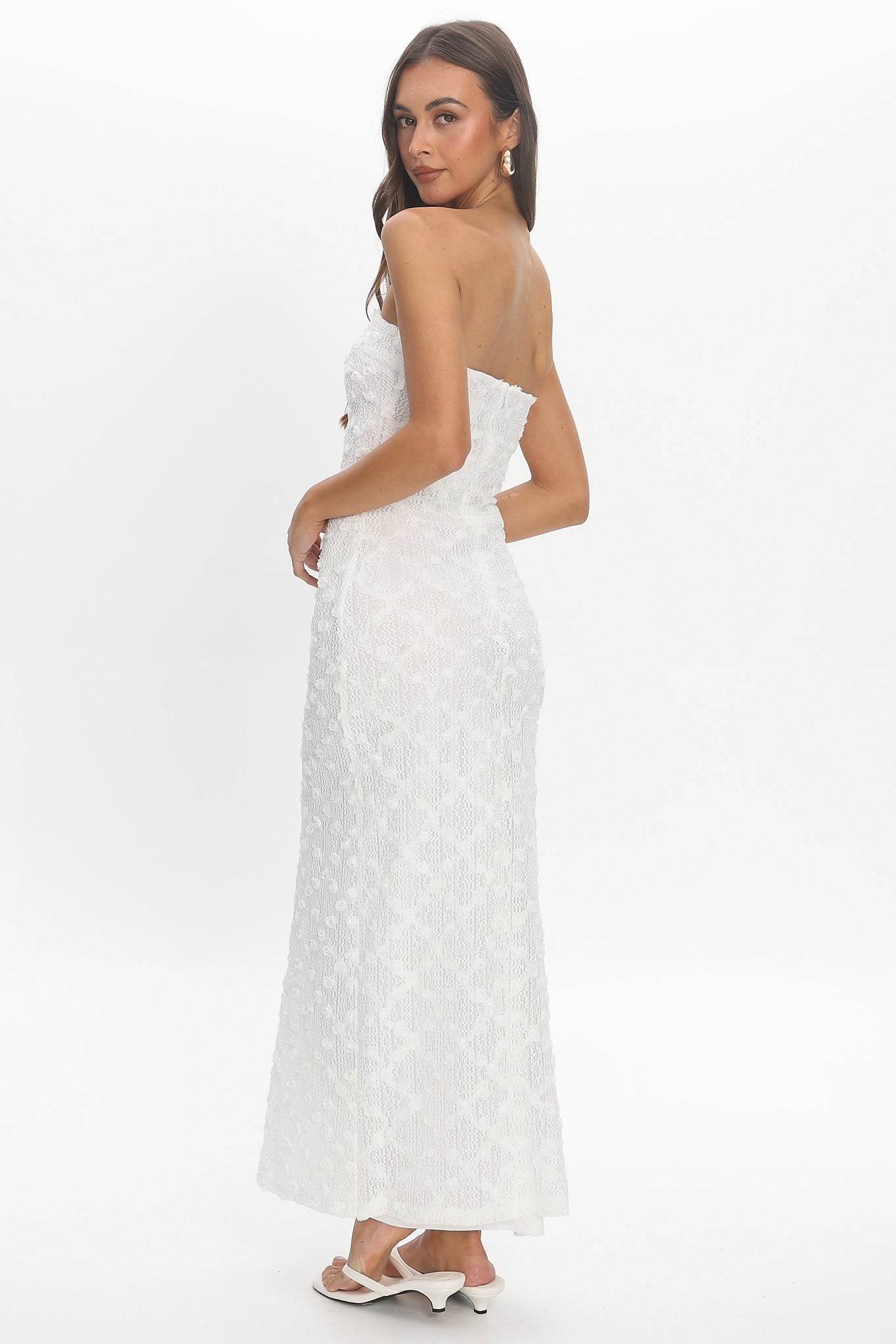 Sancia Front Split Maxi Dress White