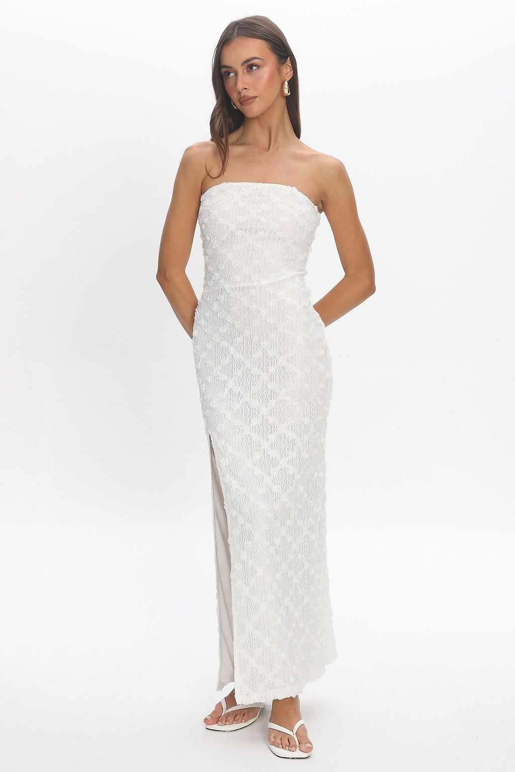 Sancia Front Split Maxi Dress White