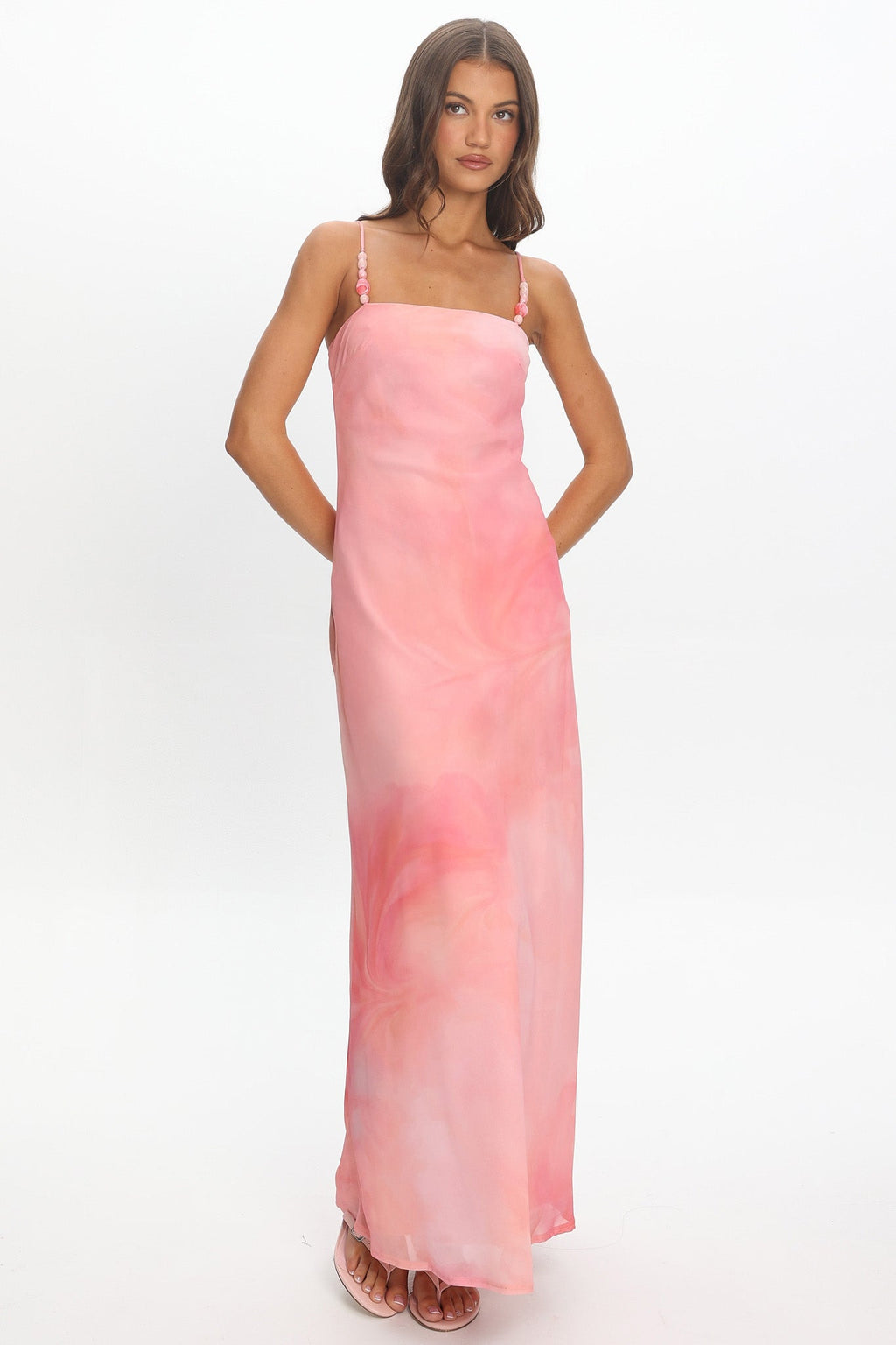 Miyu Bias Cut Maxi Dress Pink