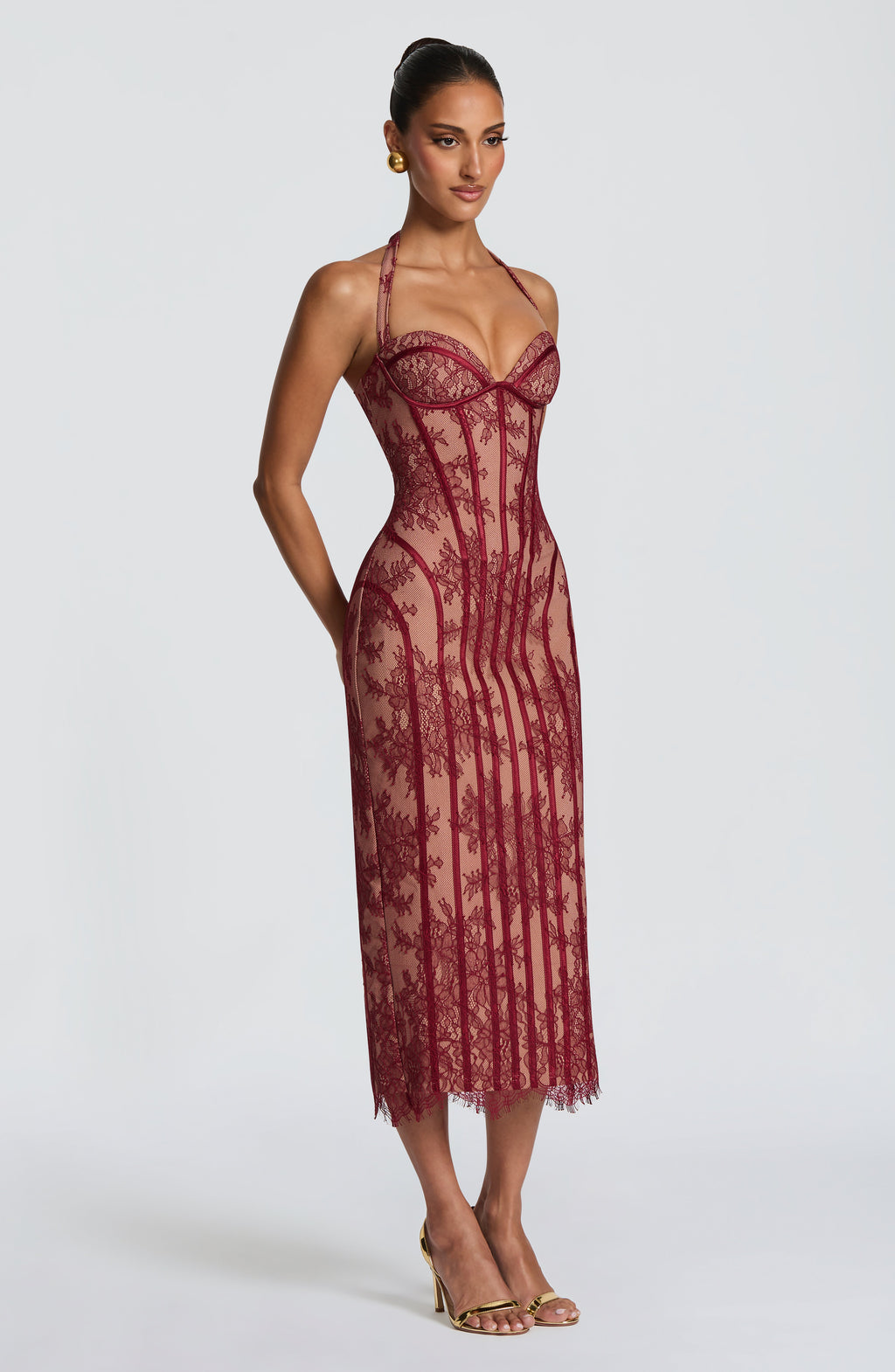 Rona Midi Dress - Burgundy