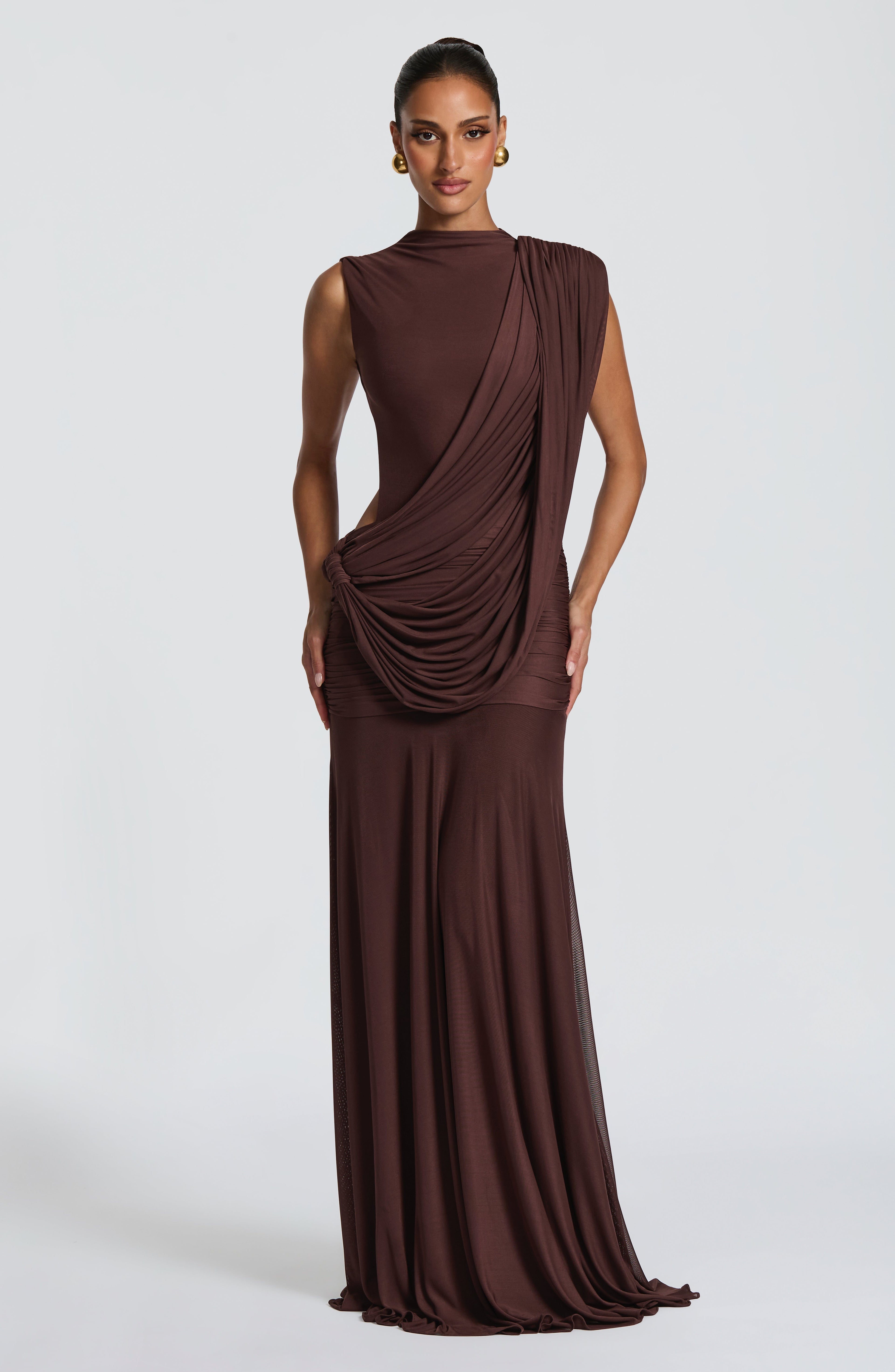 Mireya Maxi Dress - Plum Brown
