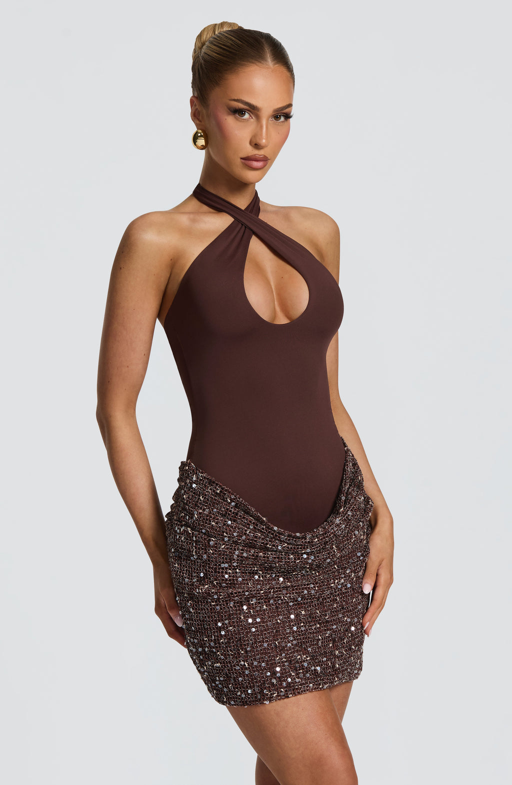 Solea Mini Dress - Plum Brown
