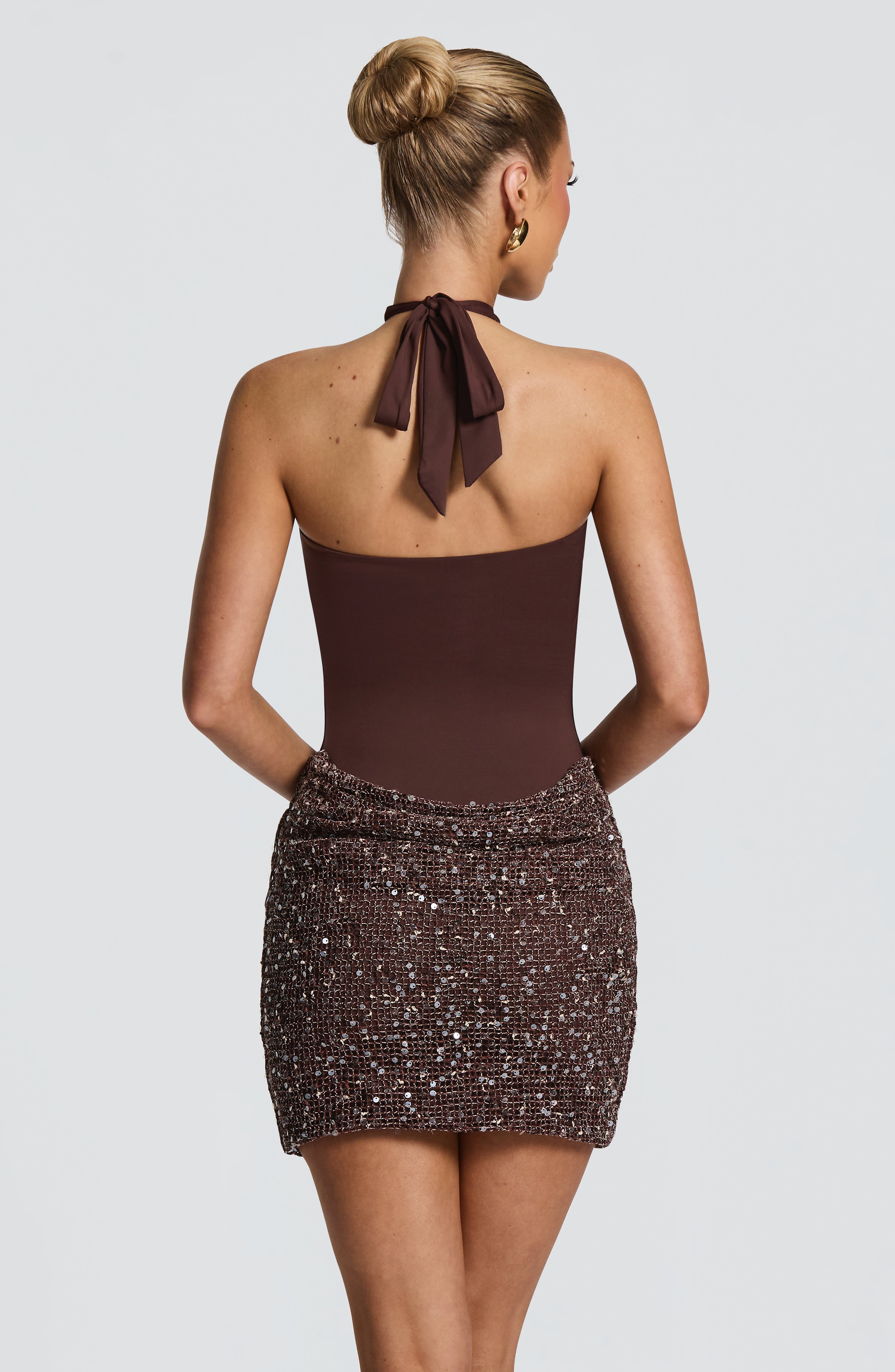 Solea Mini Dress - Plum Brown